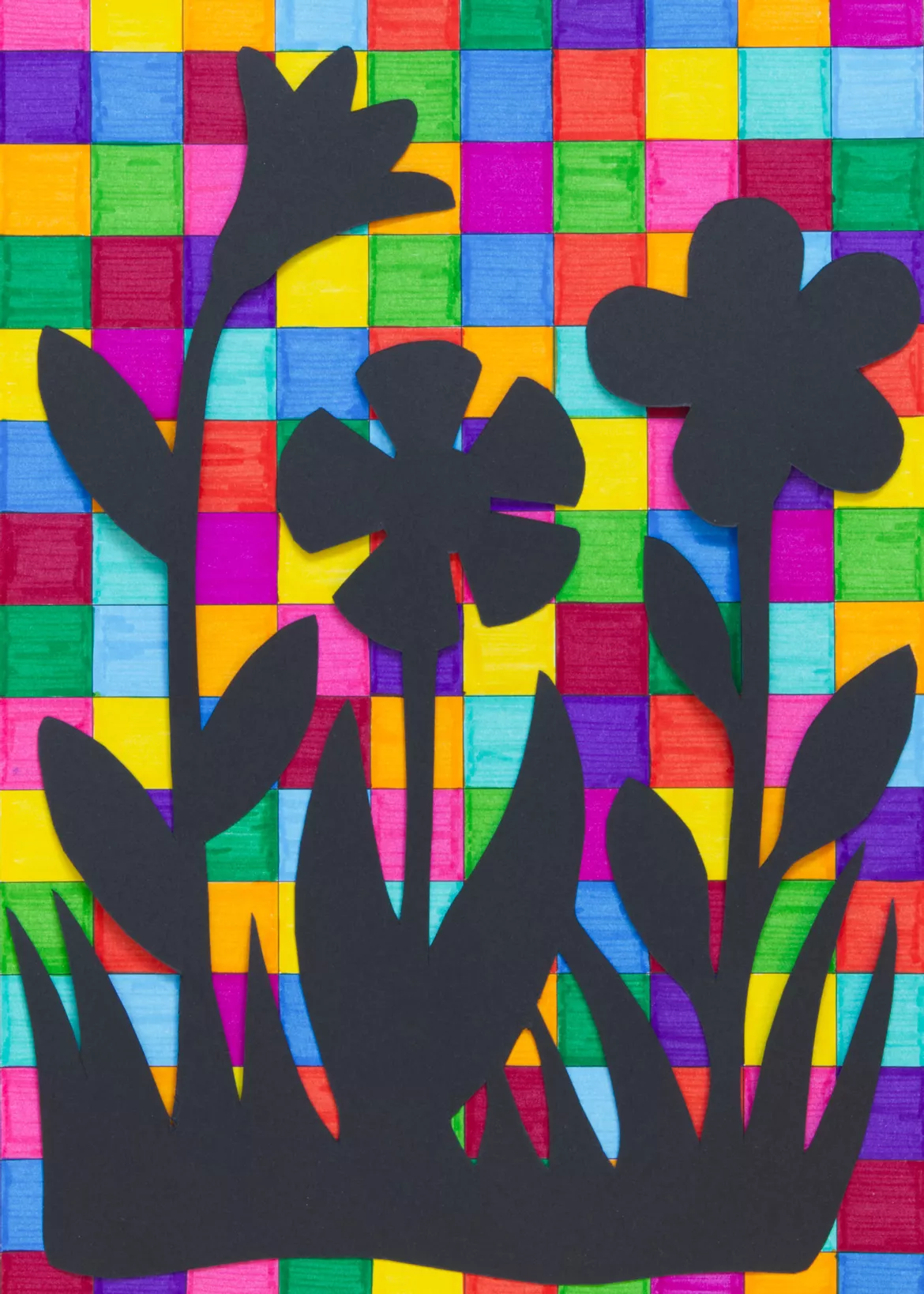 Bild in der Beschreibung des Unterrichtsmaterials Kunst Grundschule, Bunte Silhouetten malen von Pinselpauker #1