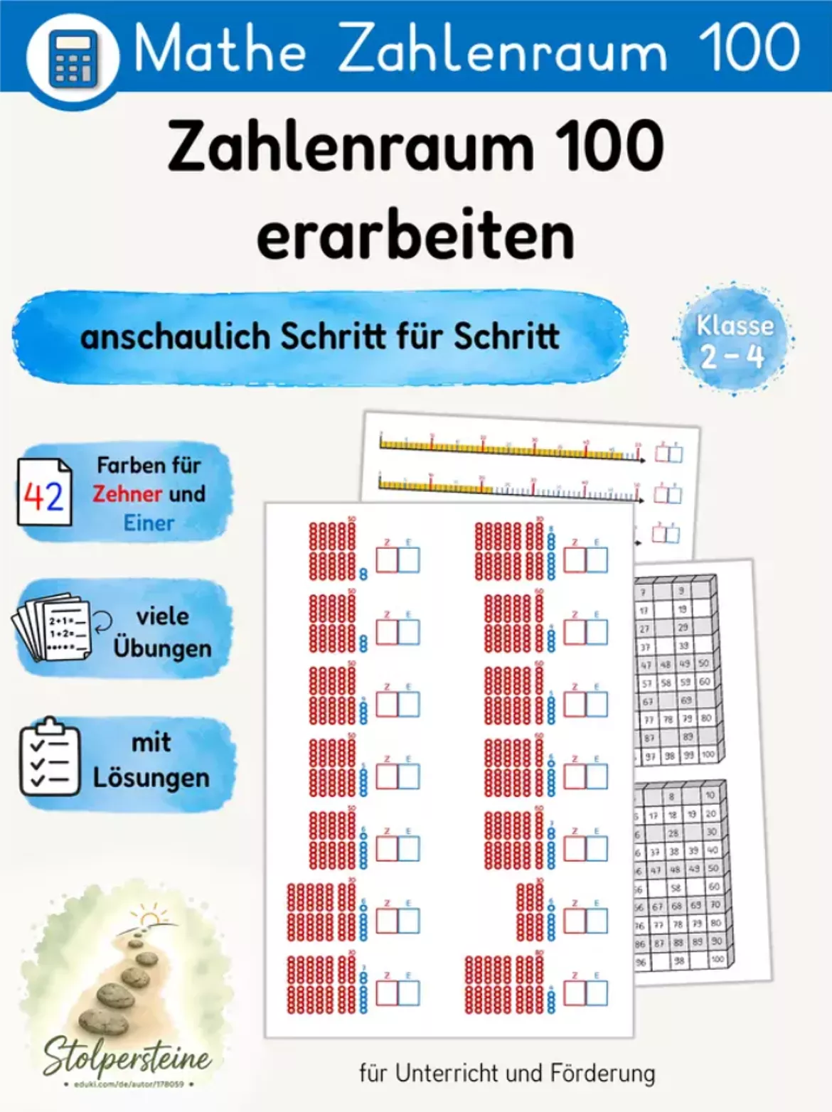 Bild in der Beschreibung des Unterrichtsmaterials Analogieaufgaben 40±20 ähneln 4±2 (± Lehrgang bis 100 Stufe 1a/8) von Stolpersteine #2
