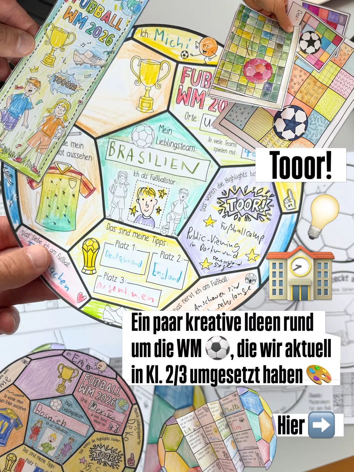 Bild in der Beschreibung des Unterrichtsmaterials Fußball WM 2026 - Kreativpaket Grundschule Klasse 1–5 von Doodleteacher #1