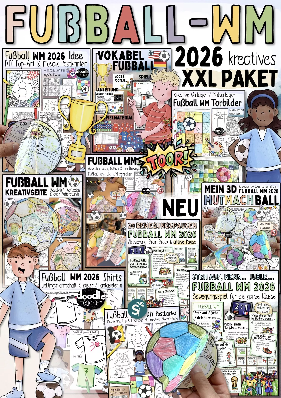 Bild in der Beschreibung des Unterrichtsmaterials Fußball WM 2026 – Lesezeichen Ausmalen Grundschule von Doodleteacher #2