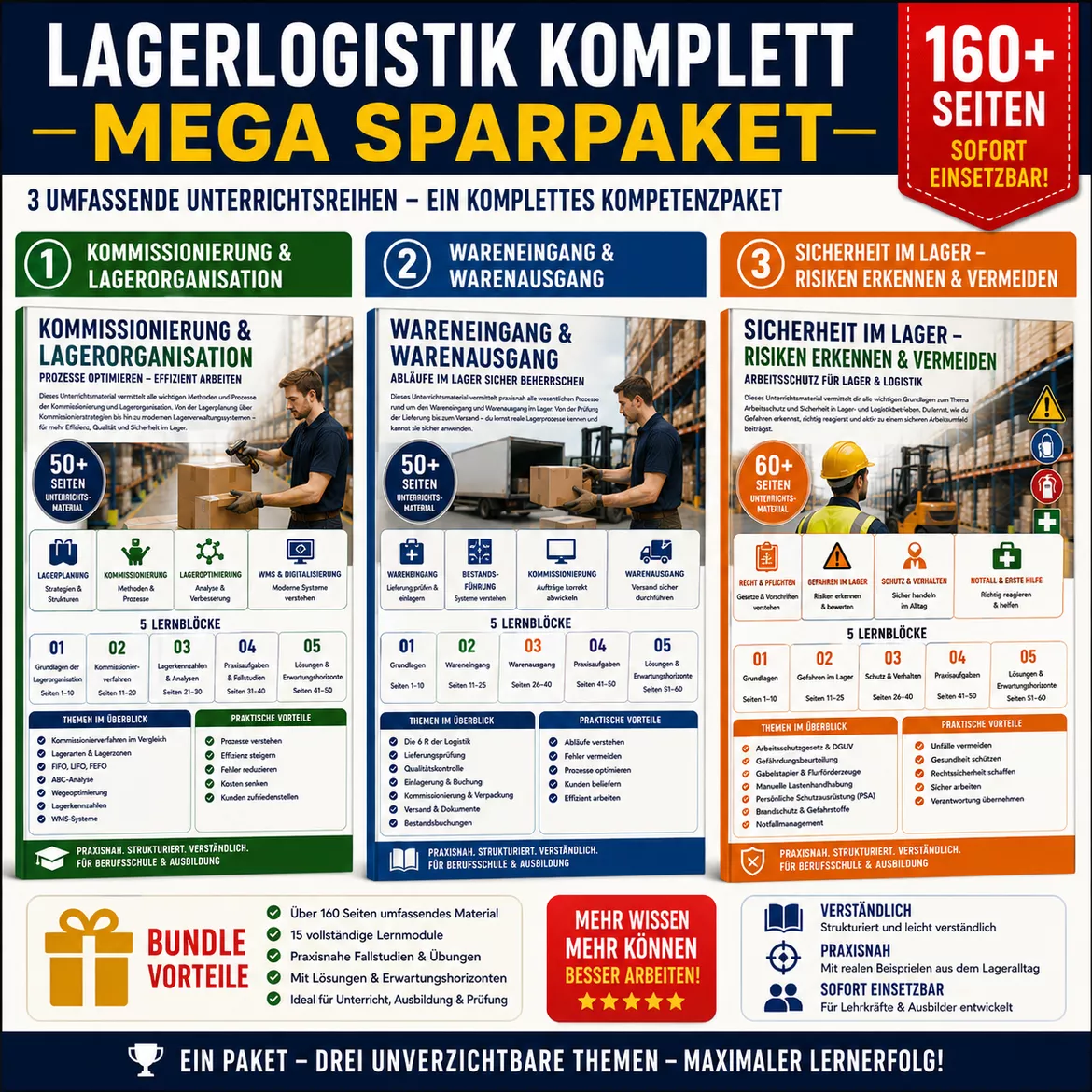 Bild in der Beschreibung des Unterrichtsmaterials XXL Lagerlogistik Sicherheitsbundle - Kommissionierung, Wareneingang & Arbeitssicherheit von selbstorientiert #1