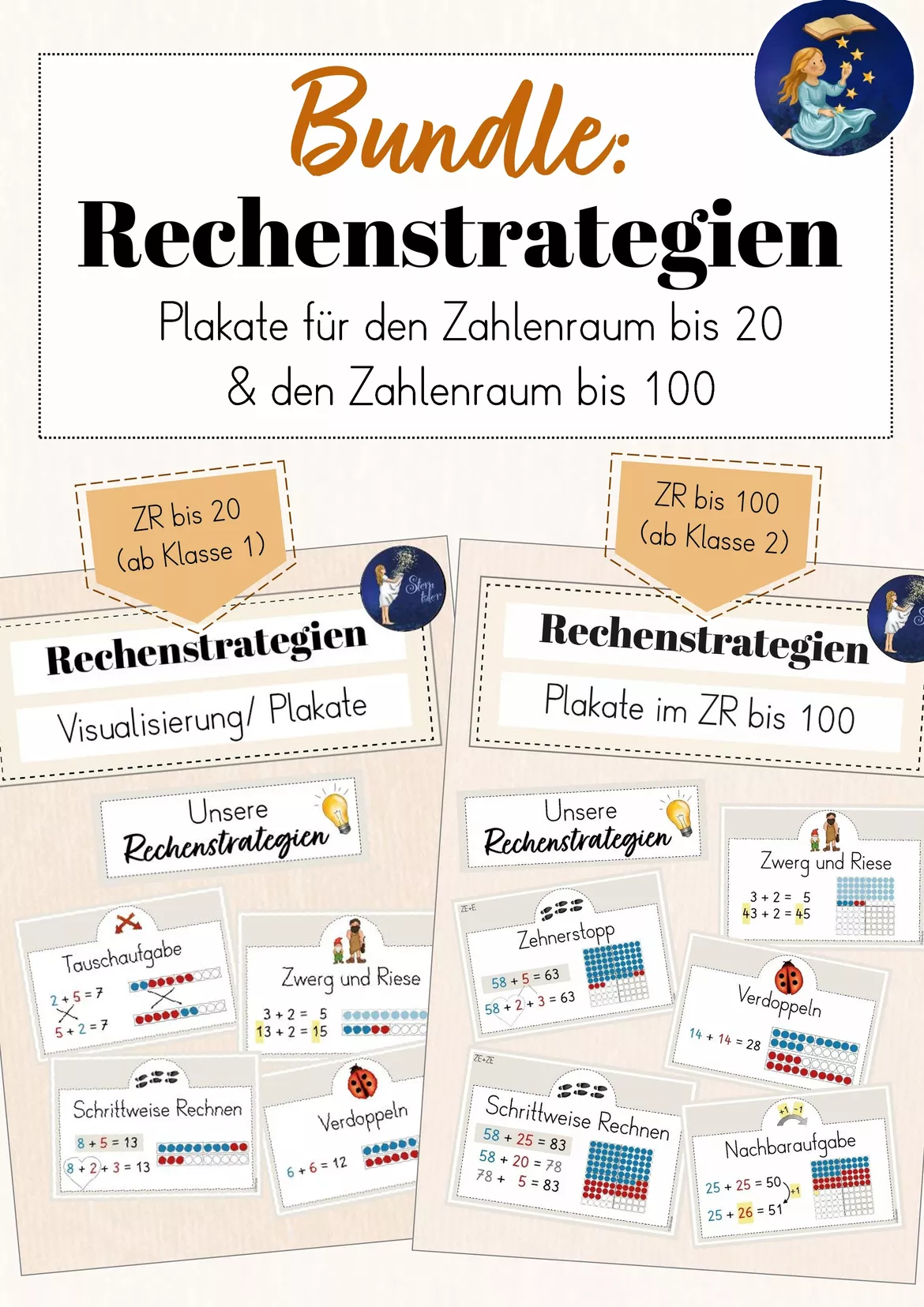 Bild in der Beschreibung des Unterrichtsmaterials Rechenstrategien Klasse 2 - Plakate im ZR 100 von Sterntaler #1