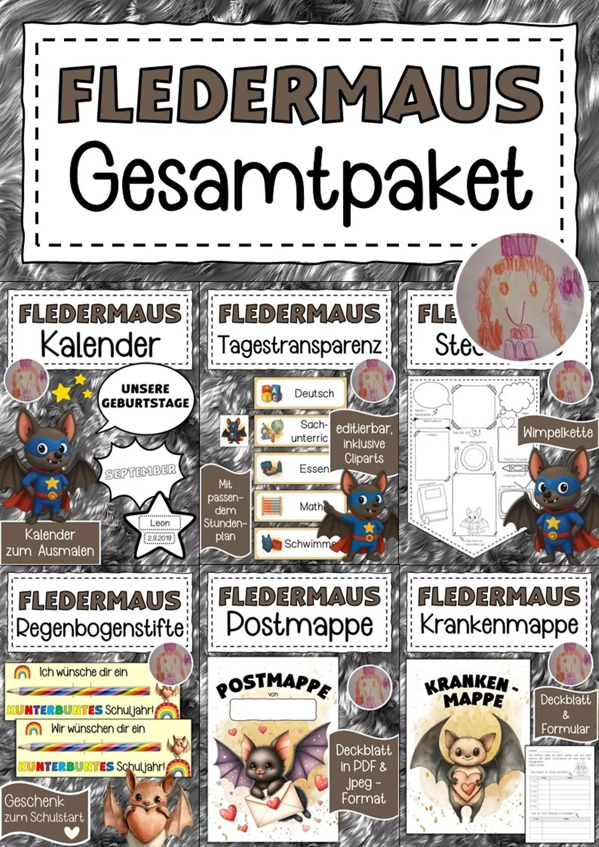 Bild in der Beschreibung des Unterrichtsmaterials Abschiedsgeschenk Fledermausklasse Klassentier Fledermaus von Abenteuer Grundschule #1