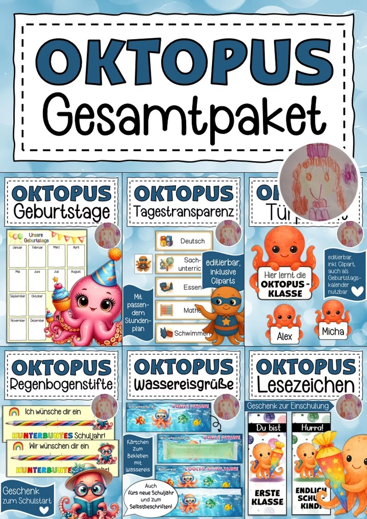 Bild in der Beschreibung des Unterrichtsmaterials Abschiedsgeschenk Oktopusklasse Klassentier Oktopus von Abenteuer Grundschule #1