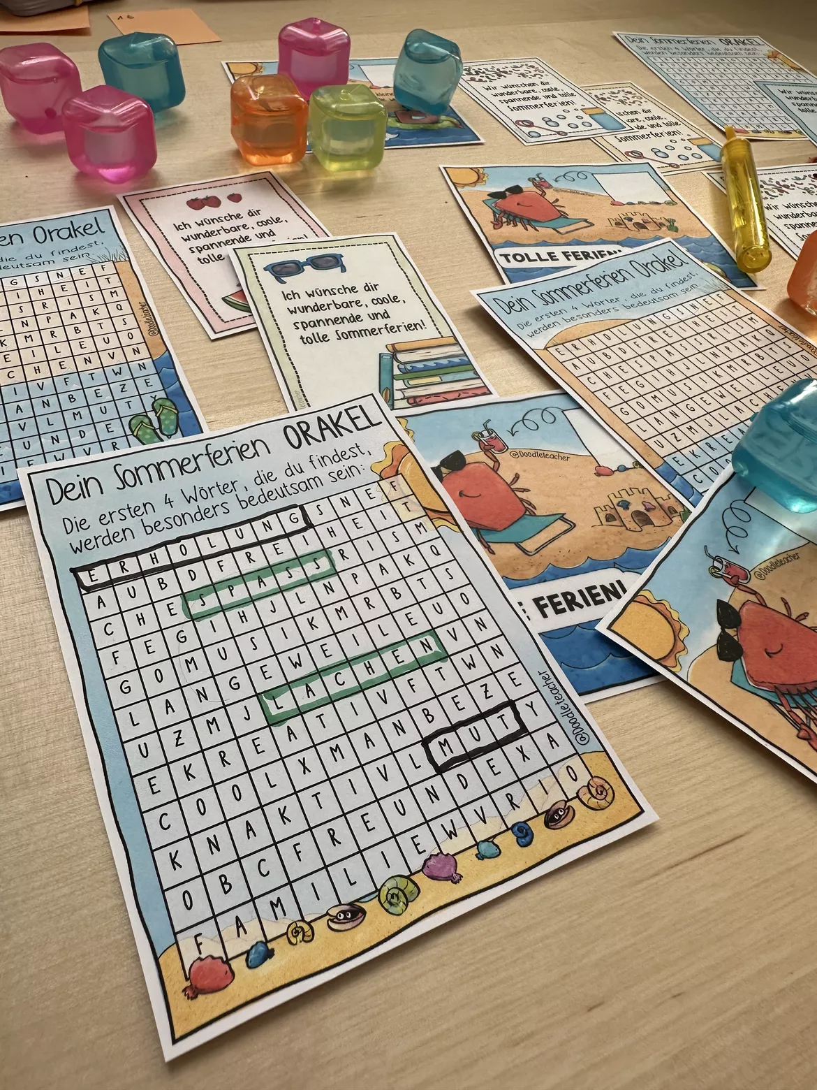 Bild in der Beschreibung des Unterrichtsmaterials Sommerferien Orakel - Suchsel / Abschiedsgeschenk / Abschied von Doodleteacher #1