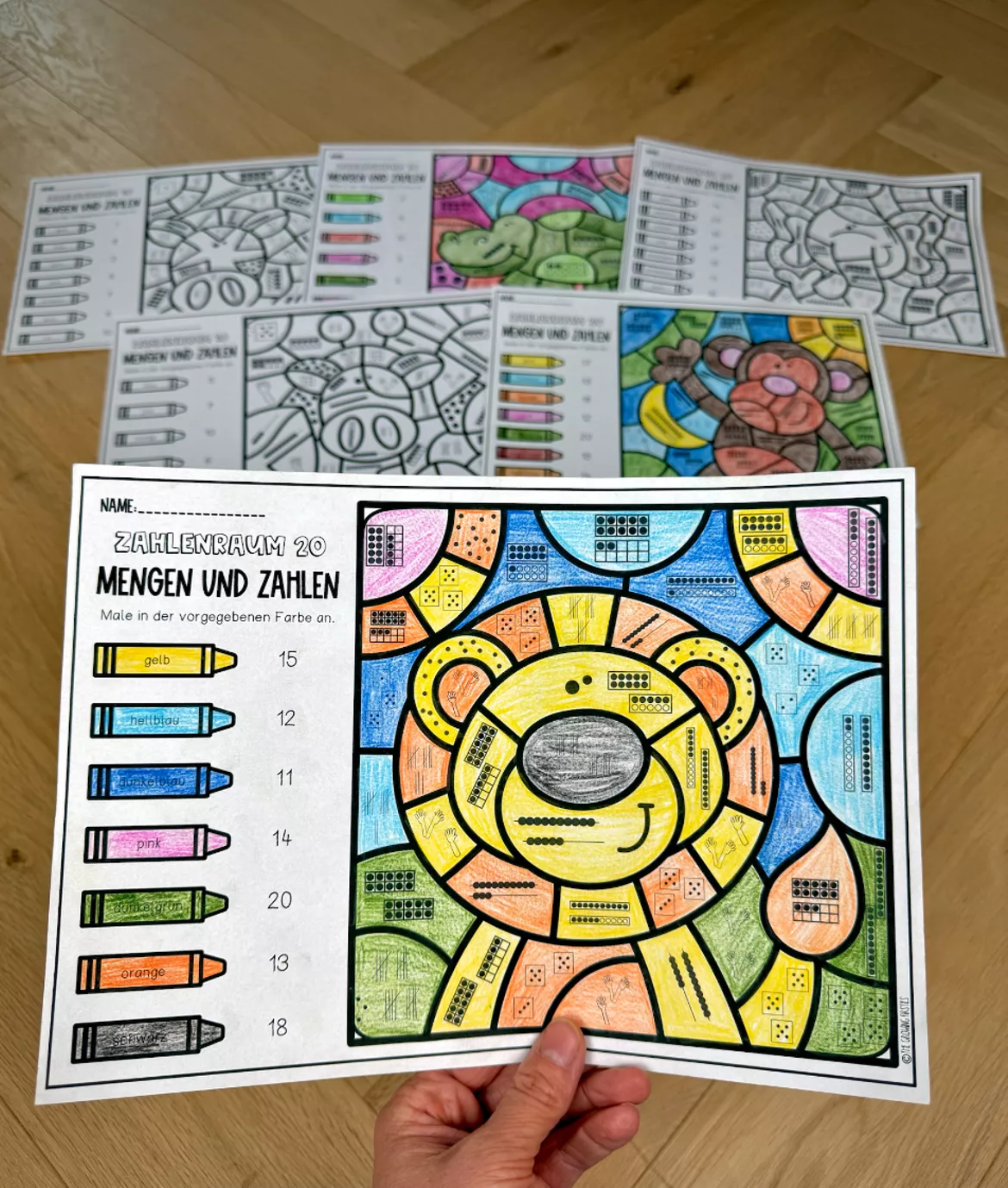 Bild in der Beschreibung des Unterrichtsmaterials Malen nach Zahlen – Mengen & Zahlen bis 10 und 20 | Mathematik Grundschule von The Growing Firsties #1