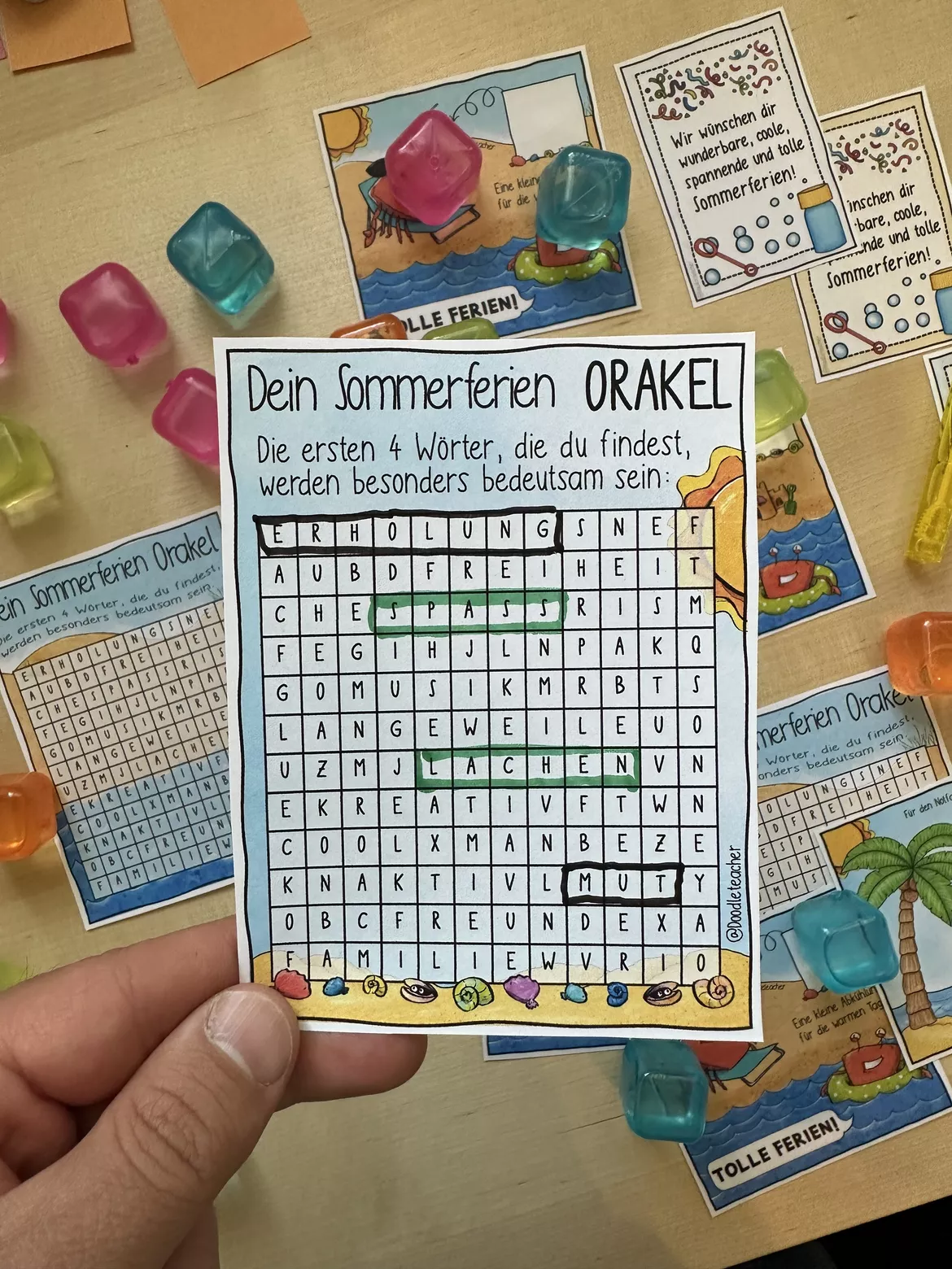 Bild in der Beschreibung des Unterrichtsmaterials Sommerferien Orakel - Suchsel / Abschiedsgeschenk / Abschied von Doodleteacher #2