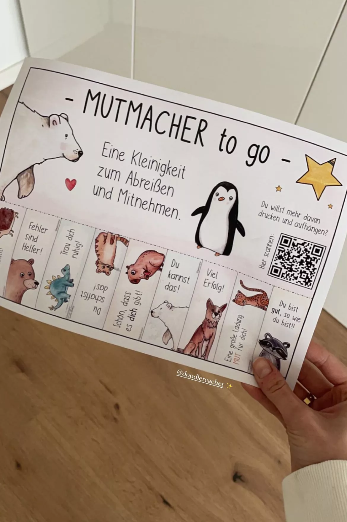 Bild in der Beschreibung des Unterrichtsmaterials Mutmacher to go - mit den Tieren der @Mutmachkarten von Doodleteacher #1
