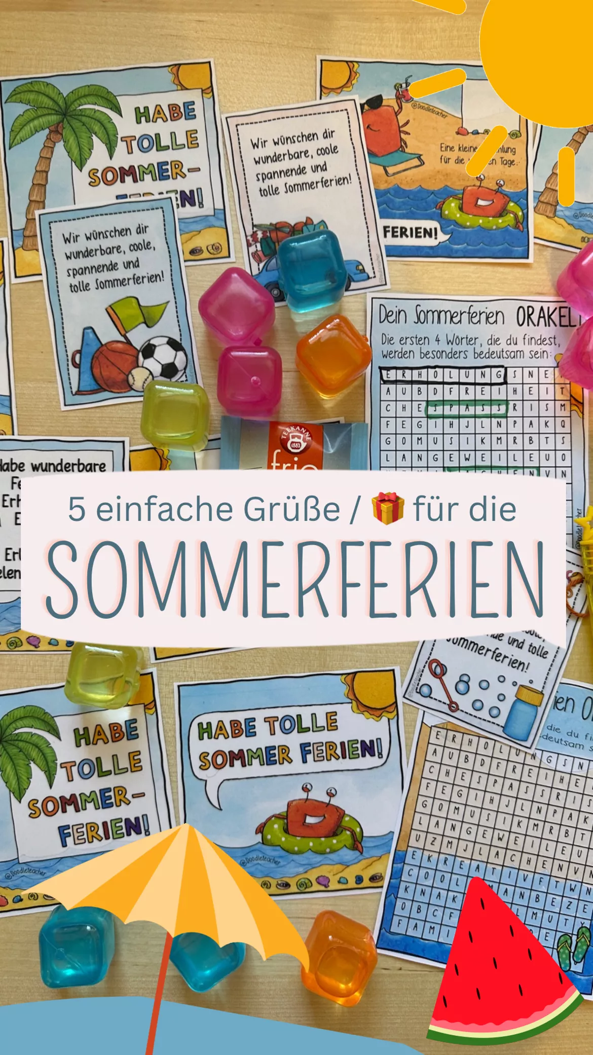 Bild in der Beschreibung des Unterrichtsmaterials Eistee - Geschenk / Ferienwünsche für die Sommerferien / Abschied von Doodleteacher #2