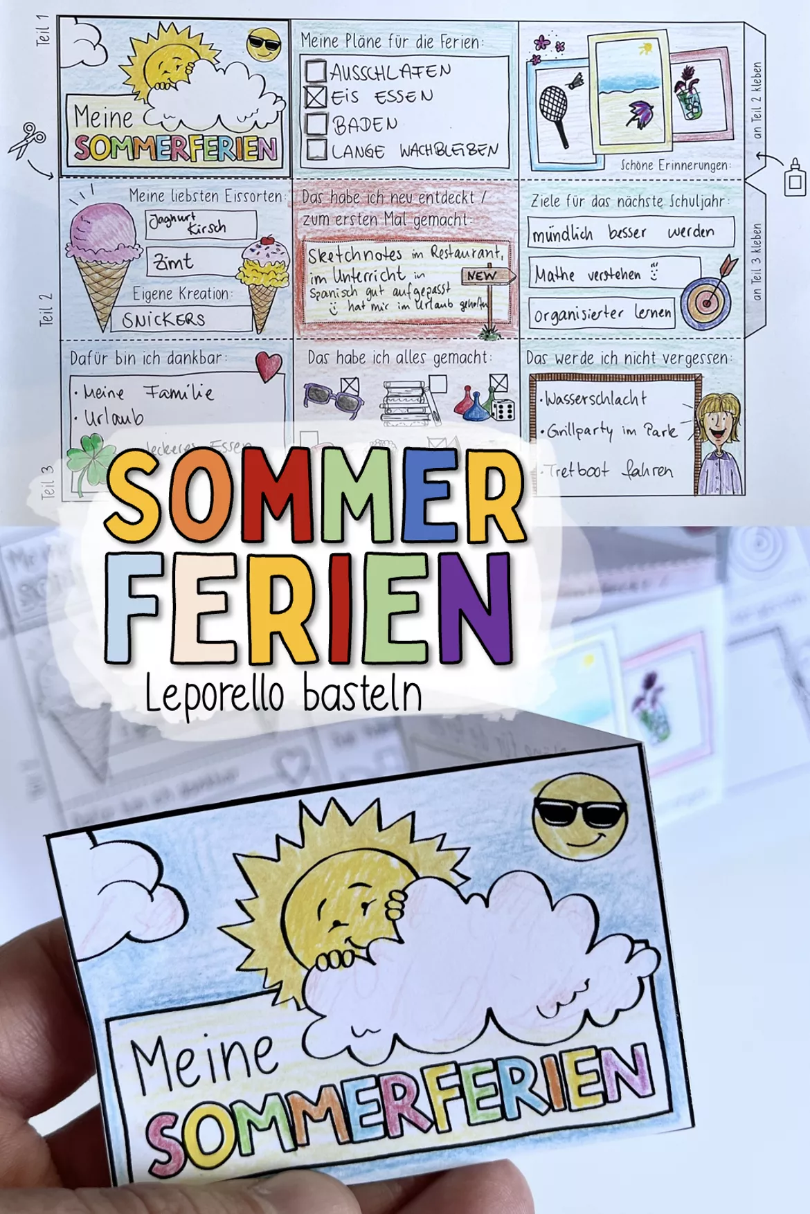 Bild in der Beschreibung des Unterrichtsmaterials Sommerferien Leporello / Schuljahresende - mit Sketchnotes / Abschied von Doodleteacher #1