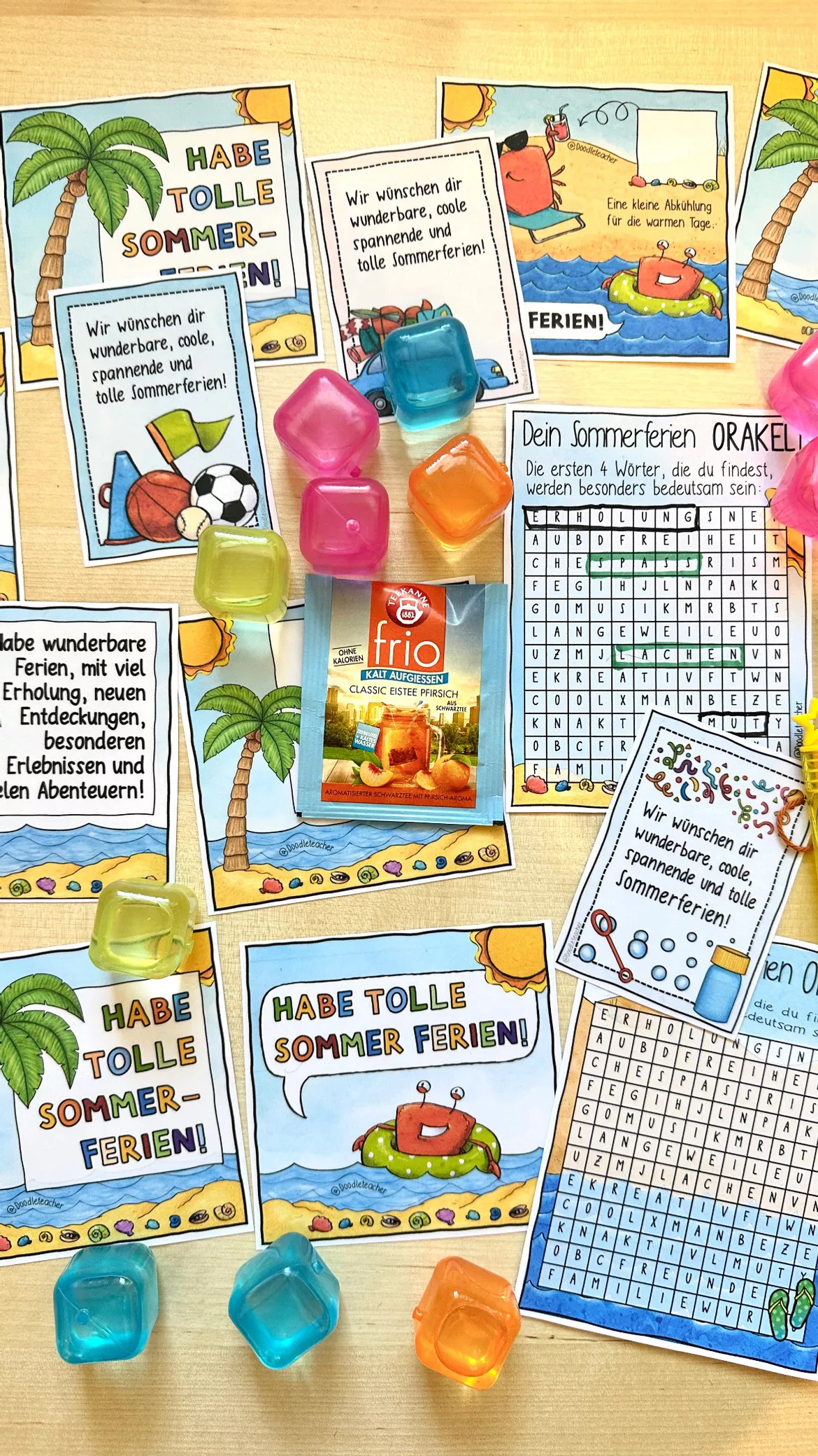 Bild in der Beschreibung des Unterrichtsmaterials Eistee - Geschenk / Ferienwünsche für die Sommerferien / Abschied von Doodleteacher #1
