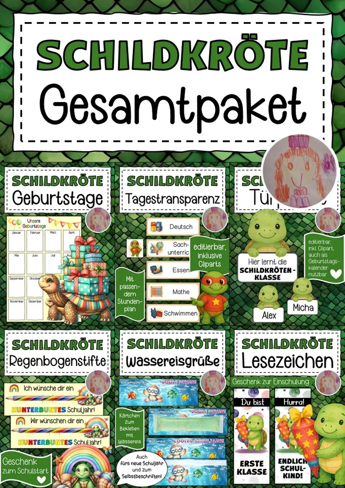 Bild in der Beschreibung des Unterrichtsmaterials Schildkrötenklasse freies Schreiben Klassentier Schildkröte von Abenteuer Grundschule #1