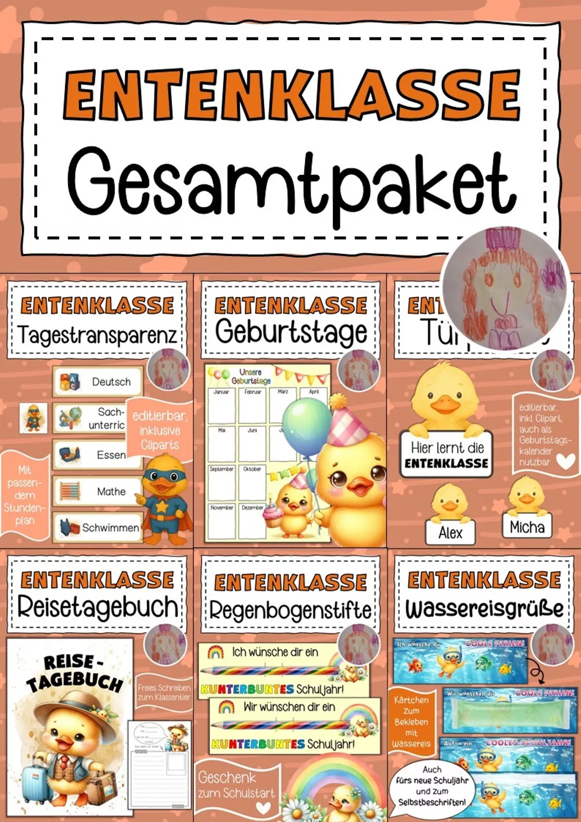 Bild in der Beschreibung des Unterrichtsmaterials Entenklasse freies Schreiben Klassentier Ente von Abenteuer Grundschule #1