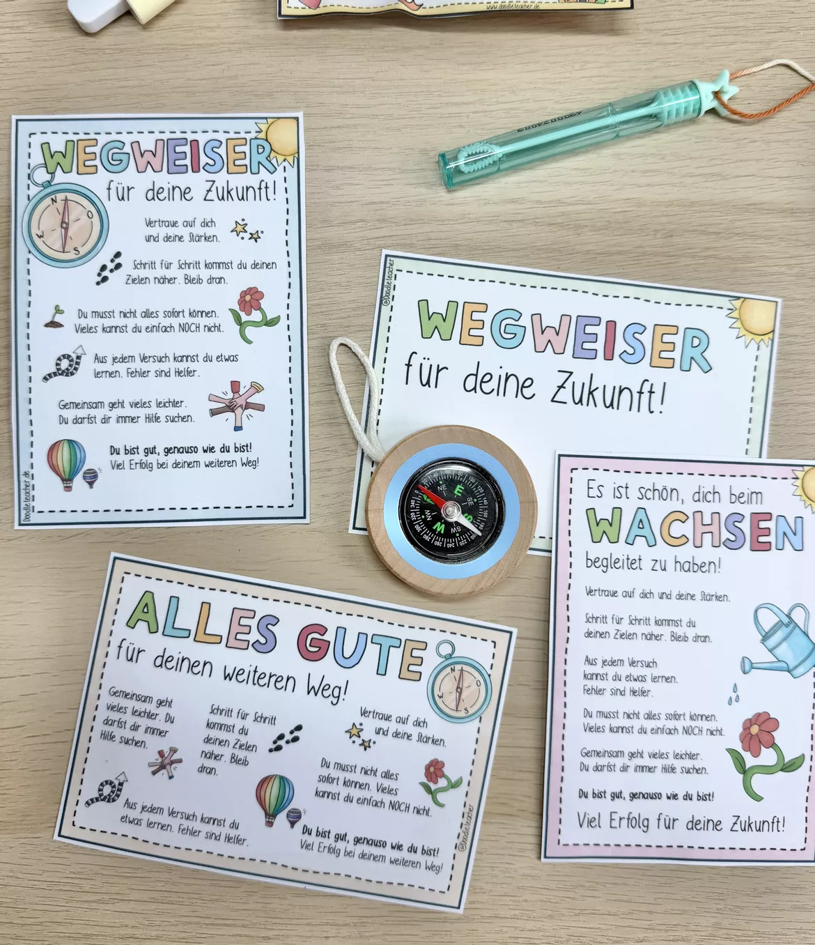Bild in der Beschreibung des Unterrichtsmaterials Kompass Abschiedsgeschenk Grundschule + Abschied allgemein / Mutmacher Übergang Wegweiser von Doodleteacher #4