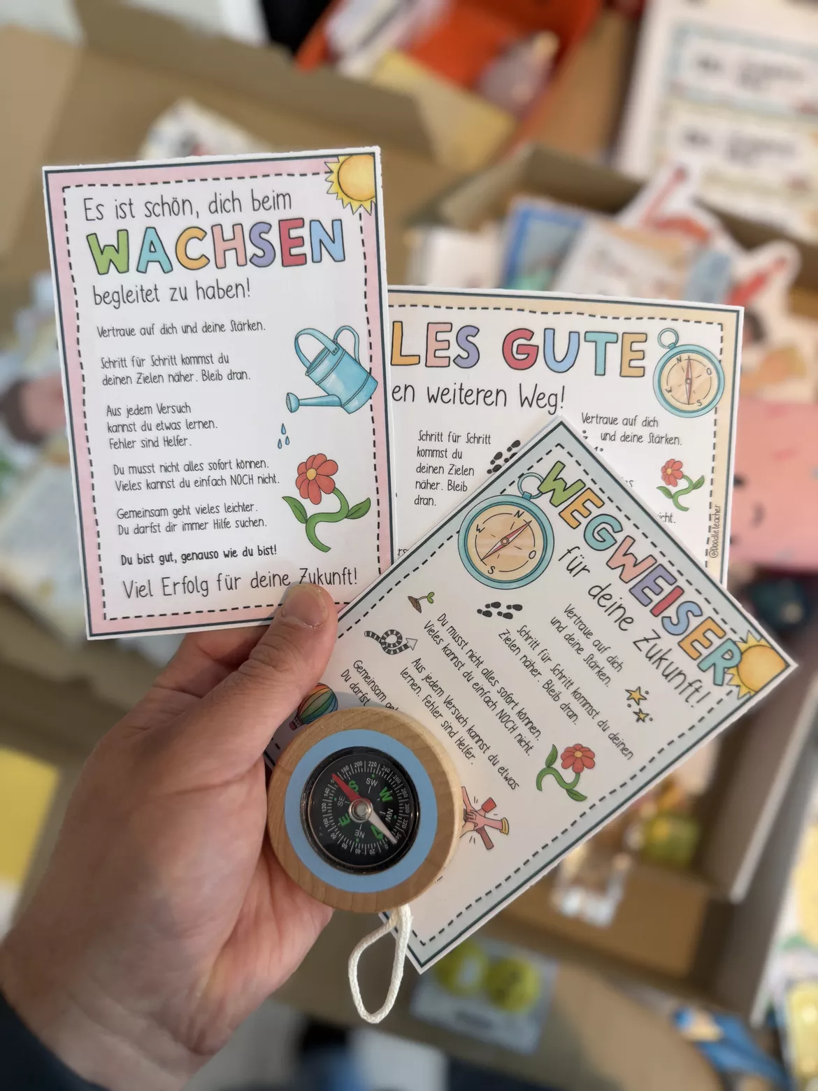 Bild in der Beschreibung des Unterrichtsmaterials Kompass Abschiedsgeschenk Grundschule + Abschied allgemein / Mutmacher Übergang Wegweiser von Doodleteacher #1