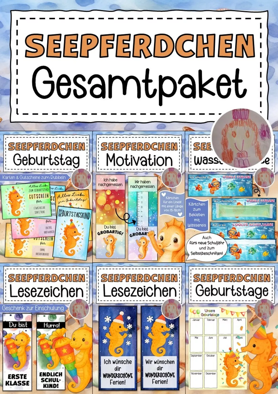 Bild in der Beschreibung des Unterrichtsmaterials Seepferdchenklasse Postmappe Klassentier Seepferdchen von Abenteuer Grundschule #1