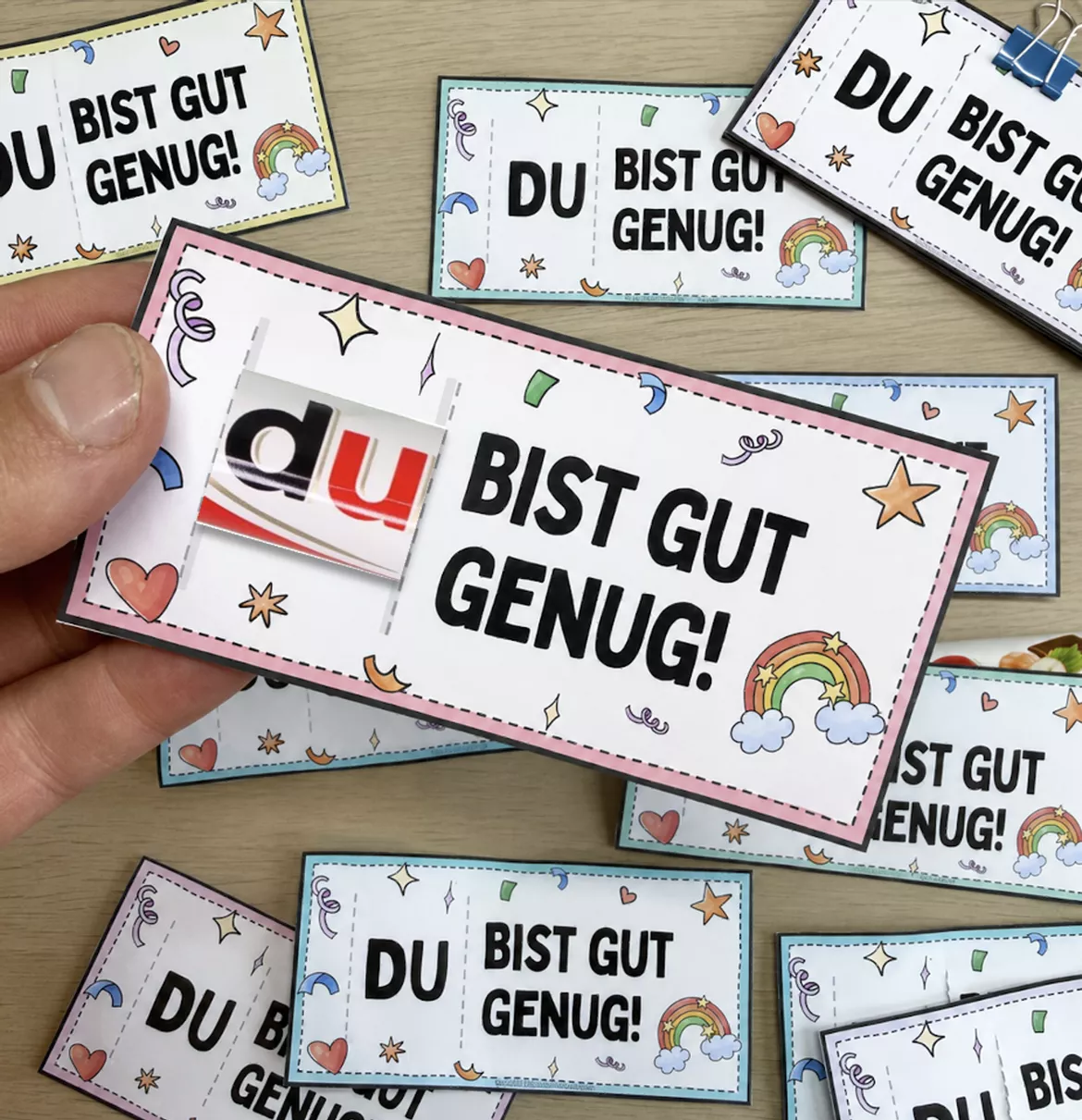 Bild in der Beschreibung des Unterrichtsmaterials Du bist gut genug! Abschiedsgeschenk Zeugnis - Grußkarte Schokoriegel von Doodleteacher #2