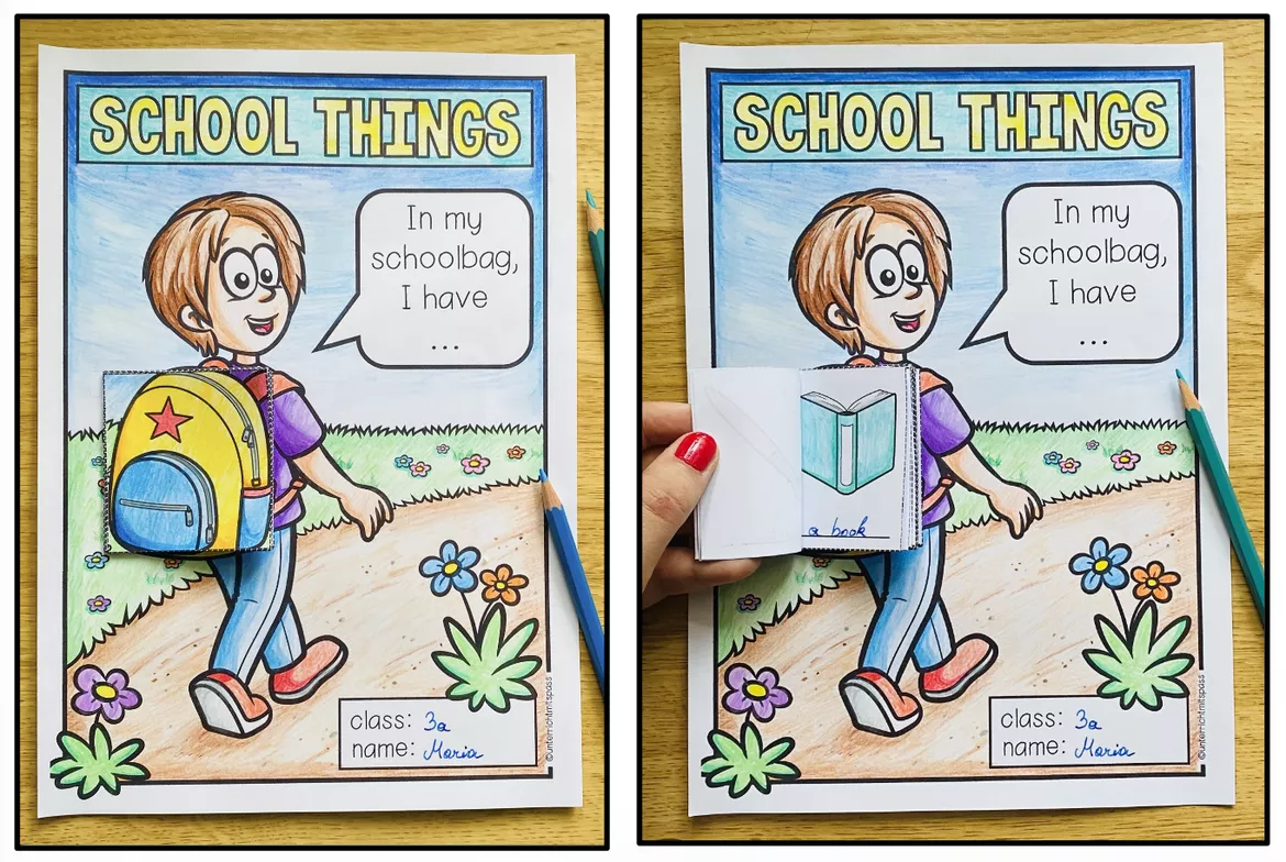 Bild in der Beschreibung des Unterrichtsmaterials SCHOOL THINGS - Vocabulary Craftivity von Unterrichtmitspass #1
