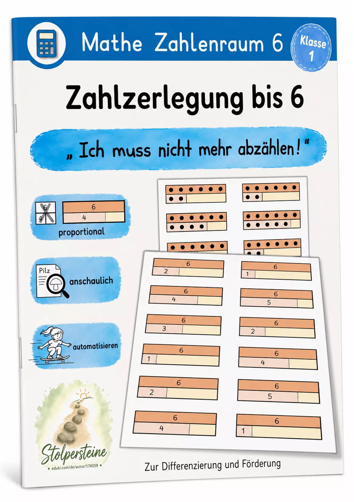 Bild in der Beschreibung des Unterrichtsmaterials Zahlzerlegung bis 6, "Ich muss nicht mehr abzählen!" von Stolpersteine #8