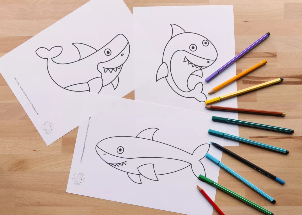 Bild in der Beschreibung des Unterrichtsmaterials Kunst Schulanfang, Türdeko Haifische, Klassenzimmer gestalten von Pinselpauker #2