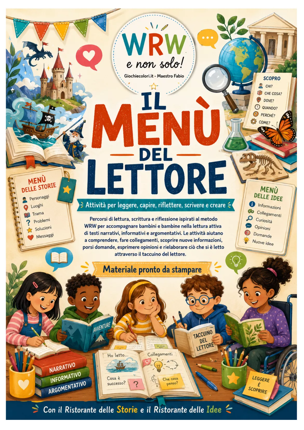 Bild in der Beschreibung des Unterrichtsmaterials Attività WRW per leggere, capire, riflettere e scrivere von Maestro Fabio Giochiecolori #1