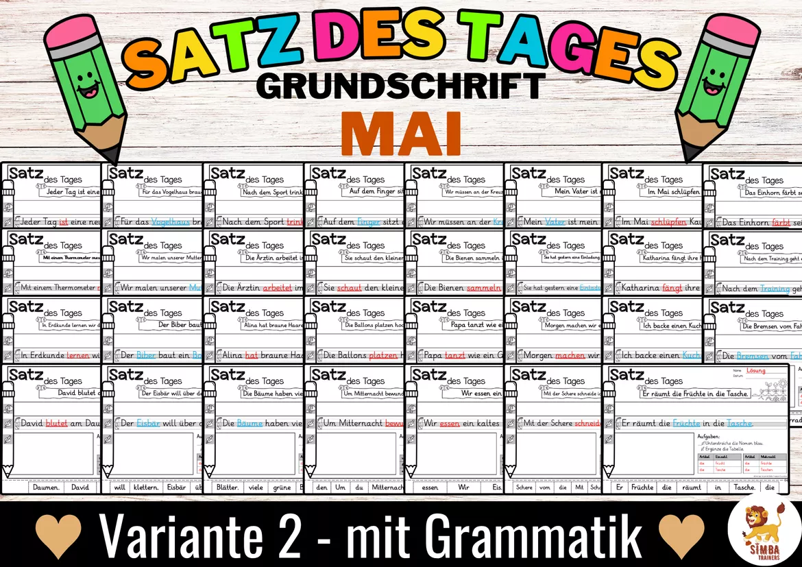 Bild in der Beschreibung des Unterrichtsmaterials Sätze schreiben / Satz des Tages / Schüttelsätze (Grundschrift) schreiben Frühling Muttertag Vatertag Mai Duits von SIMBA Trainers Education #5