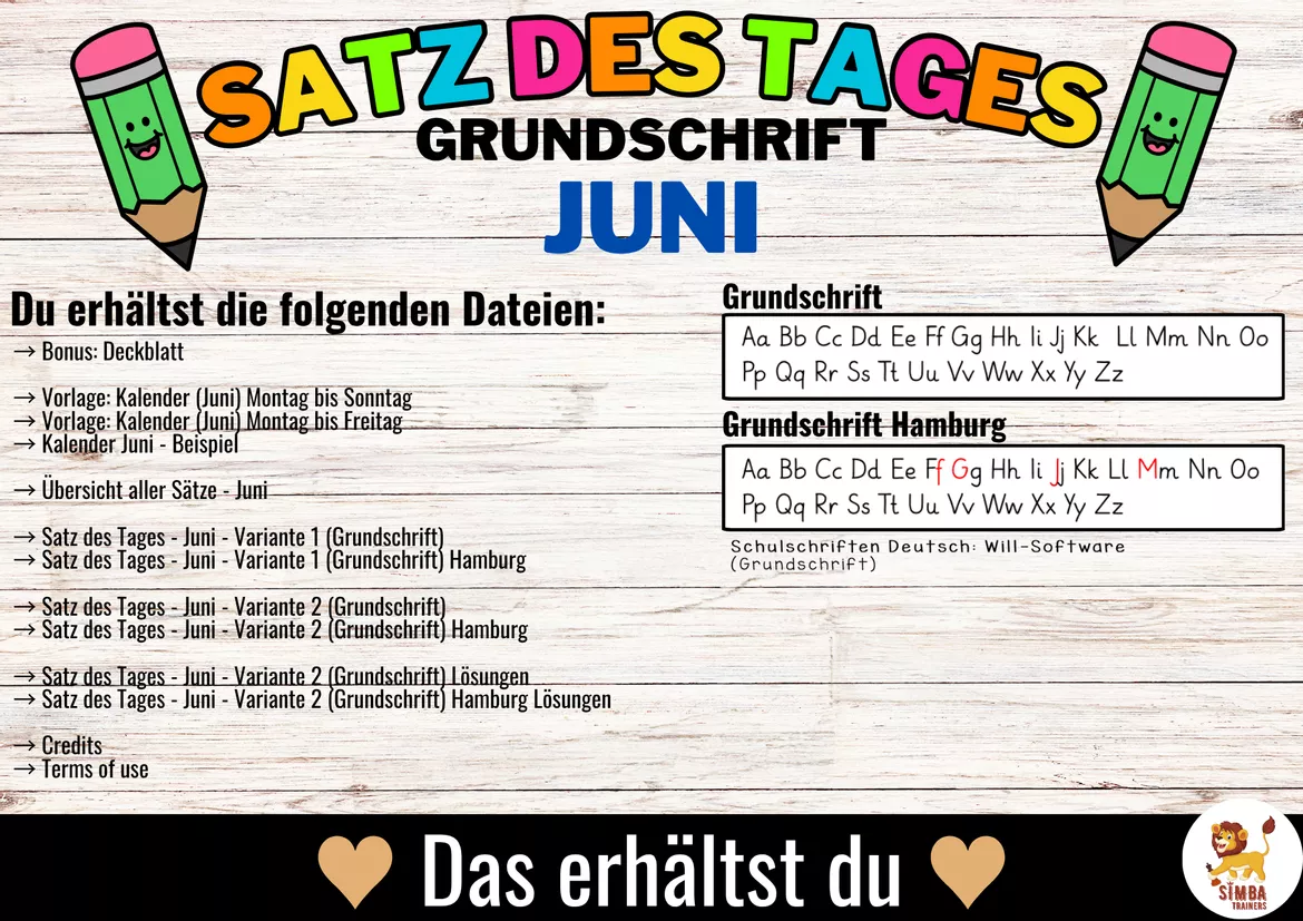 Bild in der Beschreibung des Unterrichtsmaterials Sätze schreiben / Satz des Tages / Schüttelsätze (Grundschrift) schreiben Frühling Sommer Juni Primavera Estate Giugno Tedesco von SIMBA Trainers Education #3
