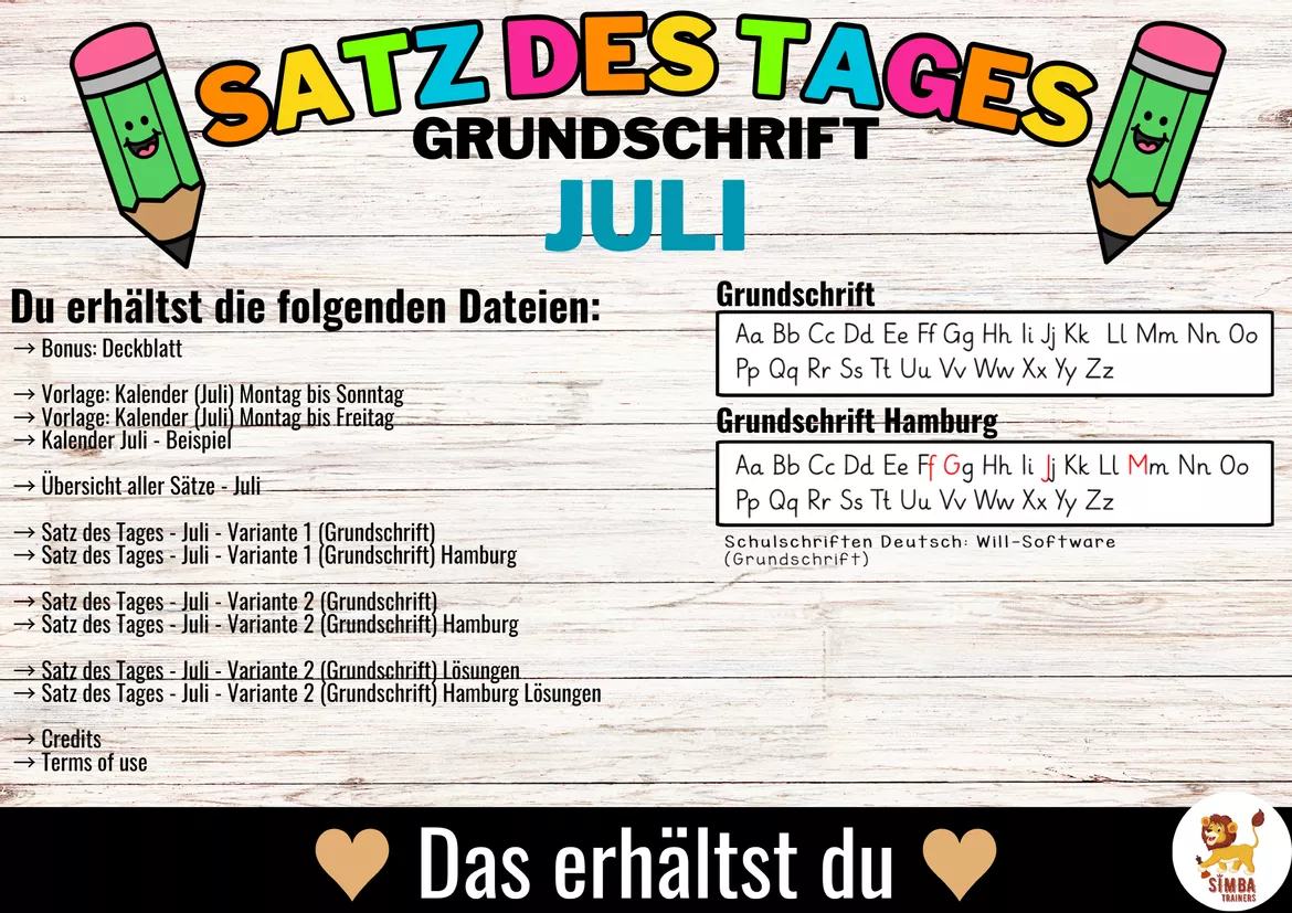 Bild in der Beschreibung des Unterrichtsmaterials Sätze schreiben / Satz des Tages / Schüttelsätze (Grundschrift) schreiben Sommer Sommerferien Juli Alemán von SIMBA Trainers Education #3