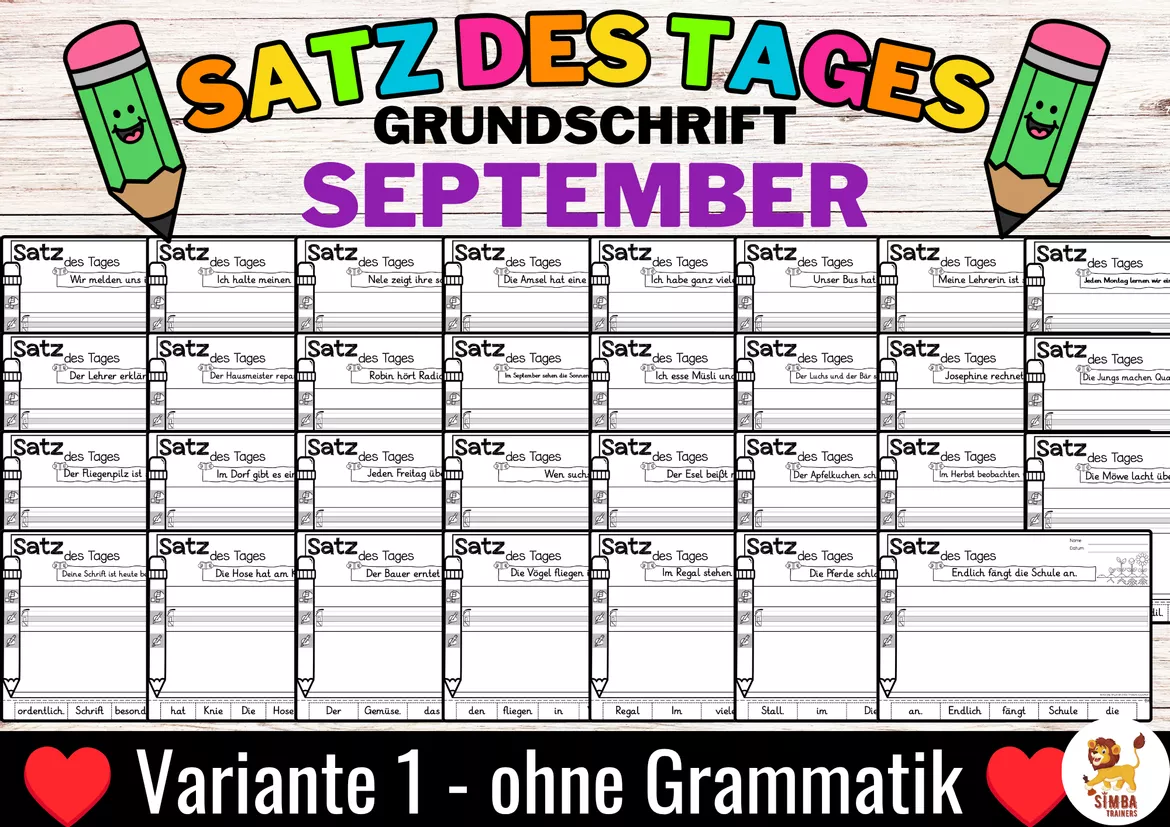 Bild in der Beschreibung des Unterrichtsmaterials Sätze schreiben / Satz des Tages / Schüttelsätze (Grundschrift) schreiben Herbst Back to school Schulstart September Alemán von SIMBA Trainers Education #4