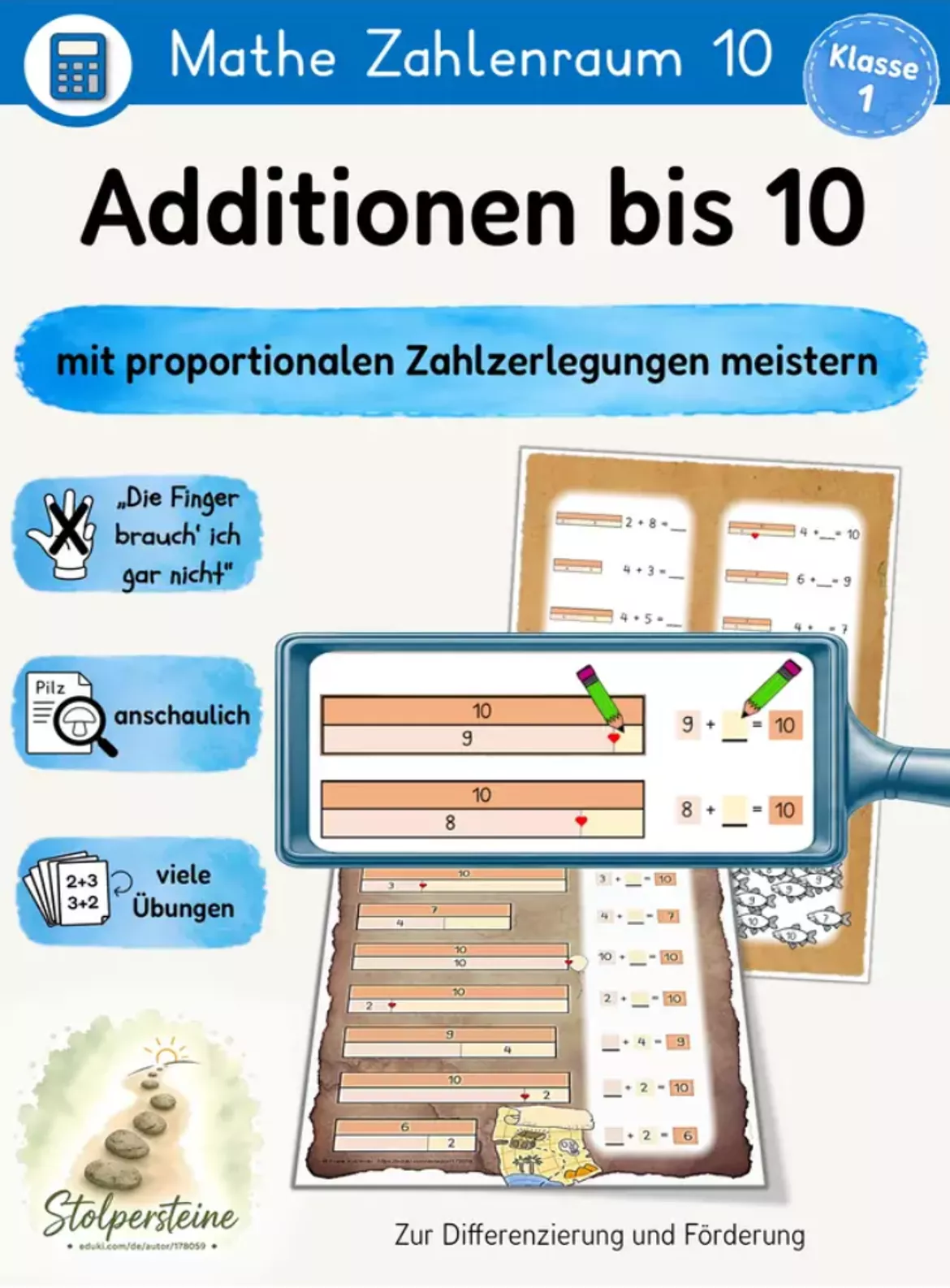 Bild in der Beschreibung des Unterrichtsmaterials Verliebte Zahlen der 10 visuell lernen von Stolpersteine #6