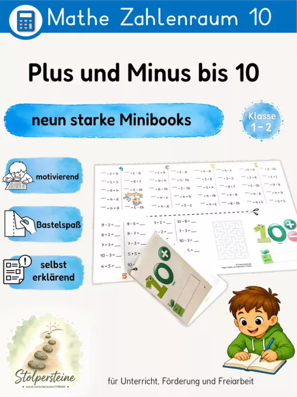 Bild in der Beschreibung des Unterrichtsmaterials Plus und Minus bis 10 in Spiralen, Rätseln und Minibooks von Stolpersteine #3