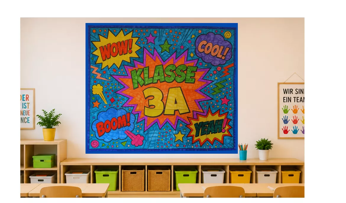 Bild in der Beschreibung des Unterrichtsmaterials Pop Art Gemeinschaftsbild Klassenposter | Kunst Grundschule von Mrs.Robinbird #2