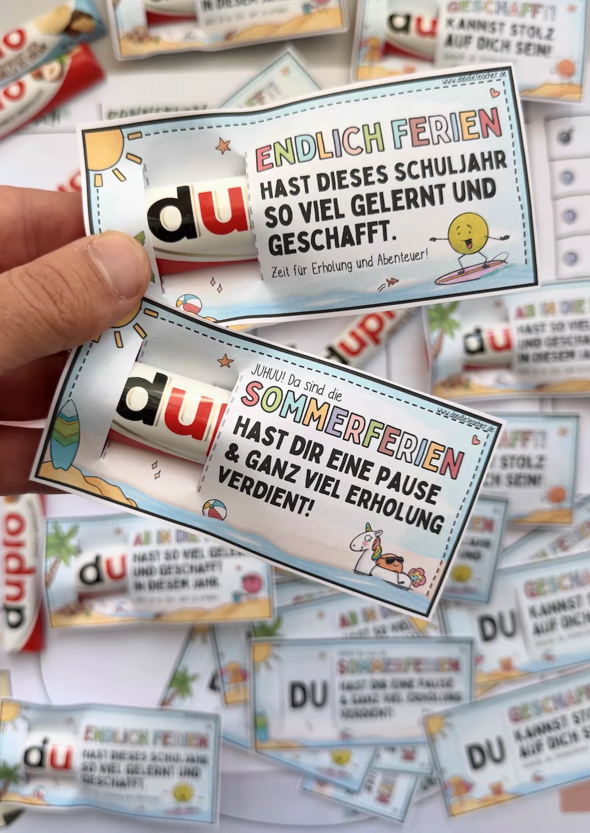 Bild in der Beschreibung des Unterrichtsmaterials Sommerferien Mitgebsel / Geschenk Grundschule + Schokoriegel Abschiedsgeschenk Schuljahresende von Doodleteacher #1
