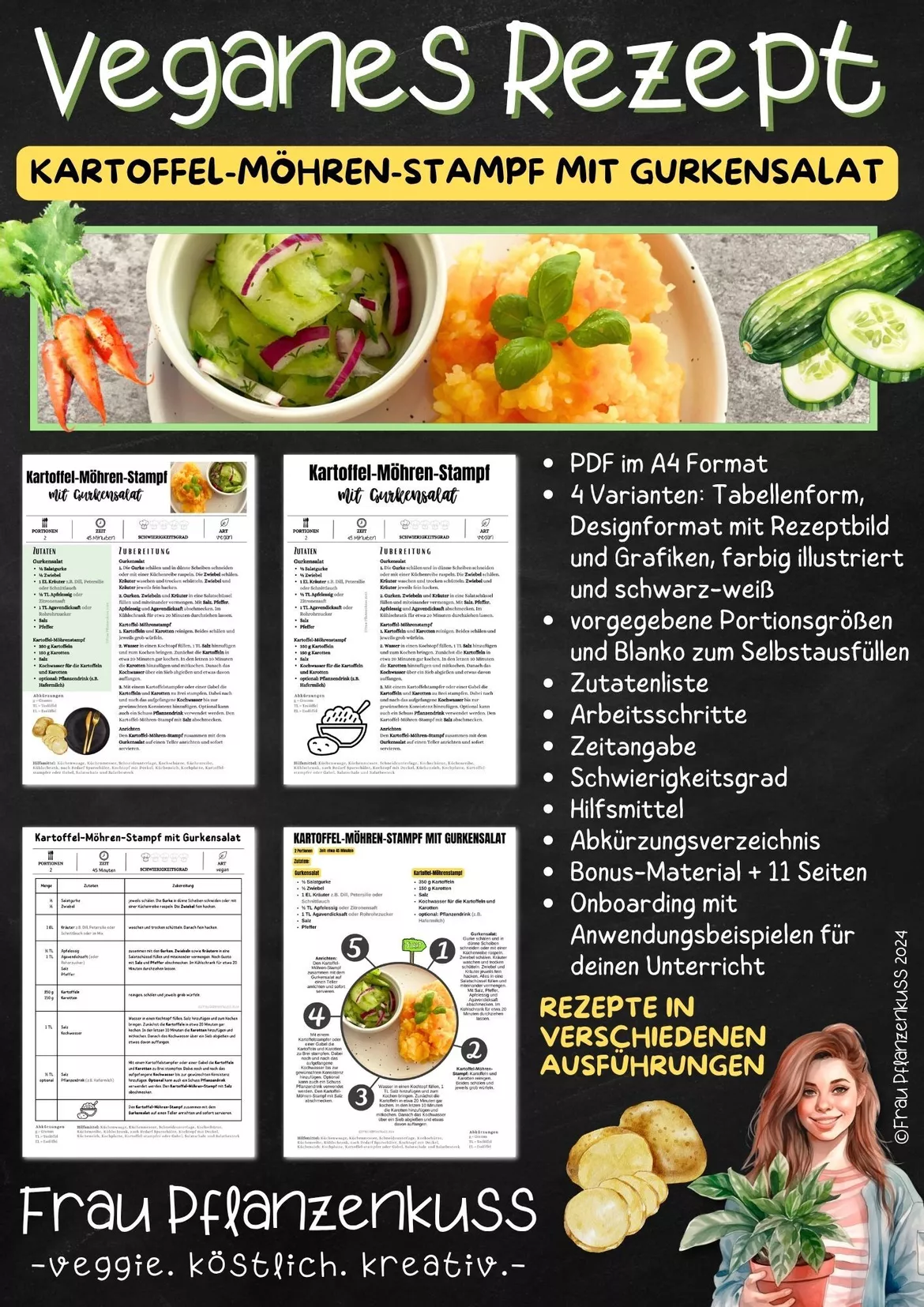 Bild in der Beschreibung des Unterrichtsmaterials Rezept: Kartoffel-Möhren-Stampf mit Gurkensalat (vegan) | Hauswirtschaft & Ernährung | Klasse 5–9 von Frau Pflanzenkuss #2