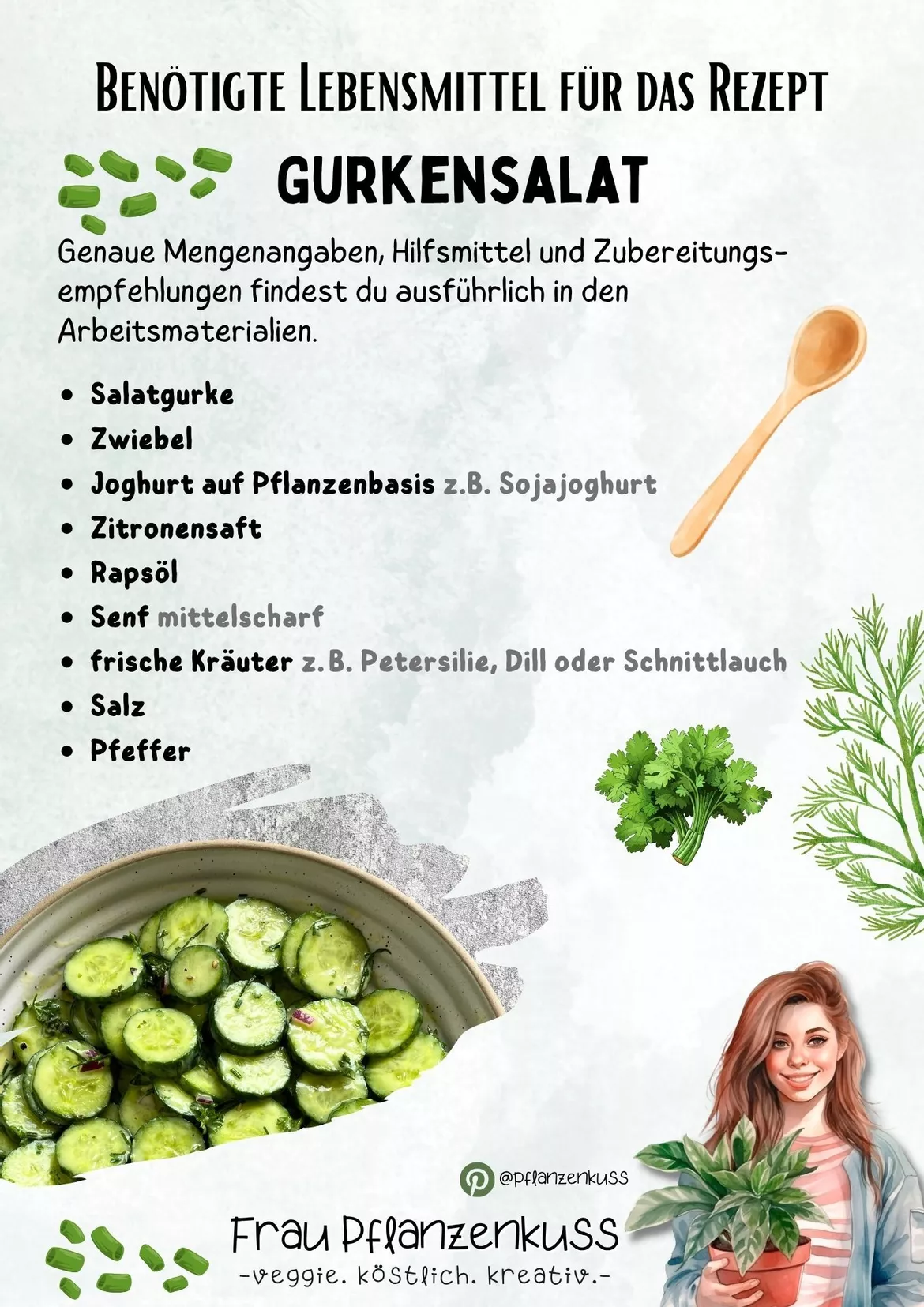 Bild in der Beschreibung des Unterrichtsmaterials Rezept: Gurkensalat mit veganem Joghurtdressing | Hauswirtschaft | Klasse 5–9 von Frau Pflanzenkuss #1