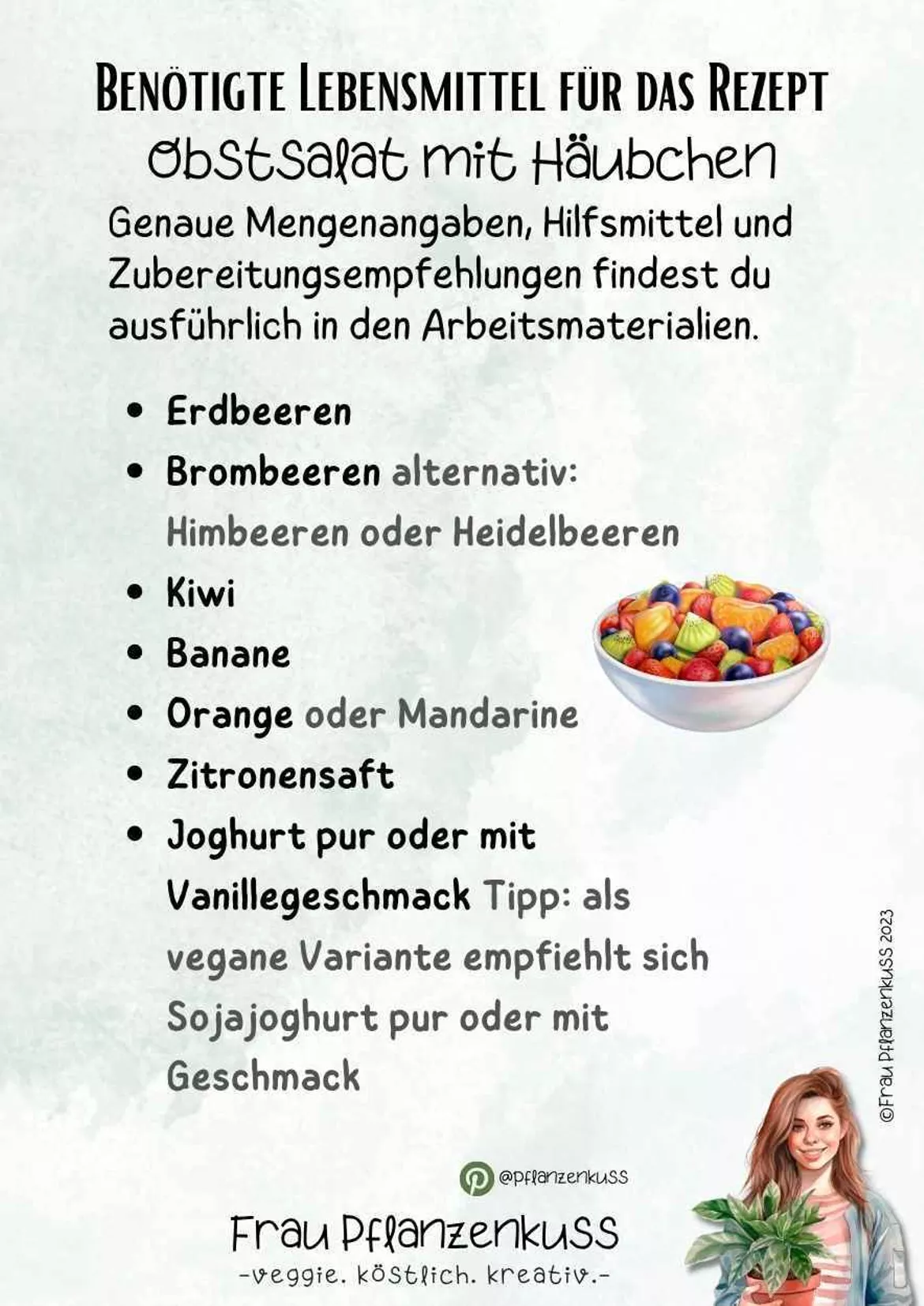 Bild in der Beschreibung des Unterrichtsmaterials Rezept: Obstsalat mit Häubchen | Hauswirtschaft & Ernährung | Klasse 5–9 von Frau Pflanzenkuss #1