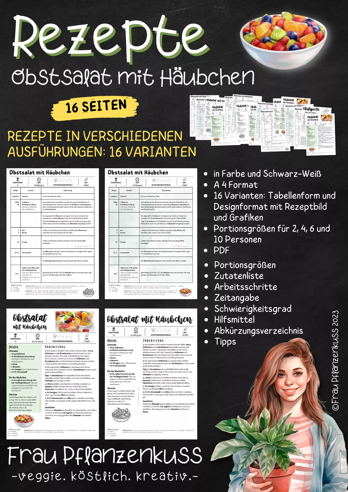 Bild in der Beschreibung des Unterrichtsmaterials Rezept: Obstsalat mit Häubchen | Hauswirtschaft & Ernährung | Klasse 5–9 von Frau Pflanzenkuss #2
