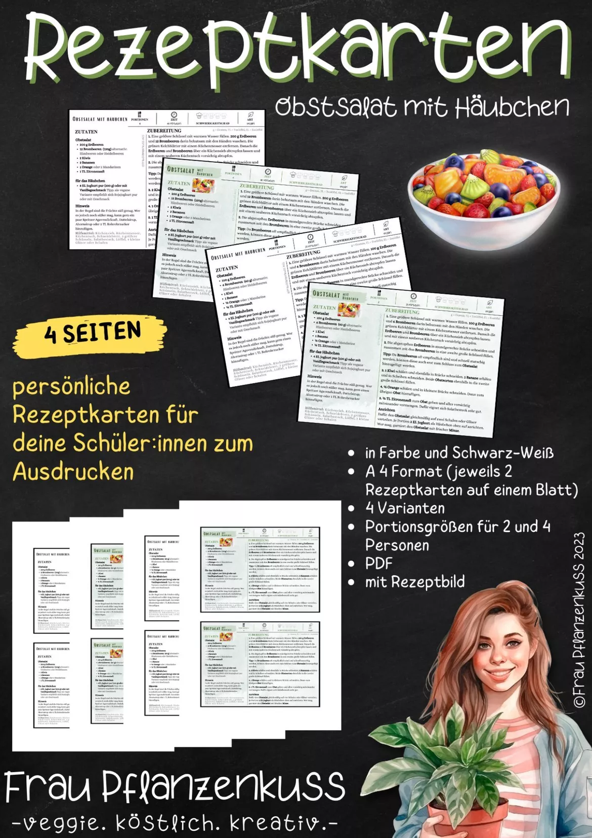 Bild in der Beschreibung des Unterrichtsmaterials Rezept: Obstsalat mit Häubchen | Hauswirtschaft & Ernährung | Klasse 5–9 von Frau Pflanzenkuss #3
