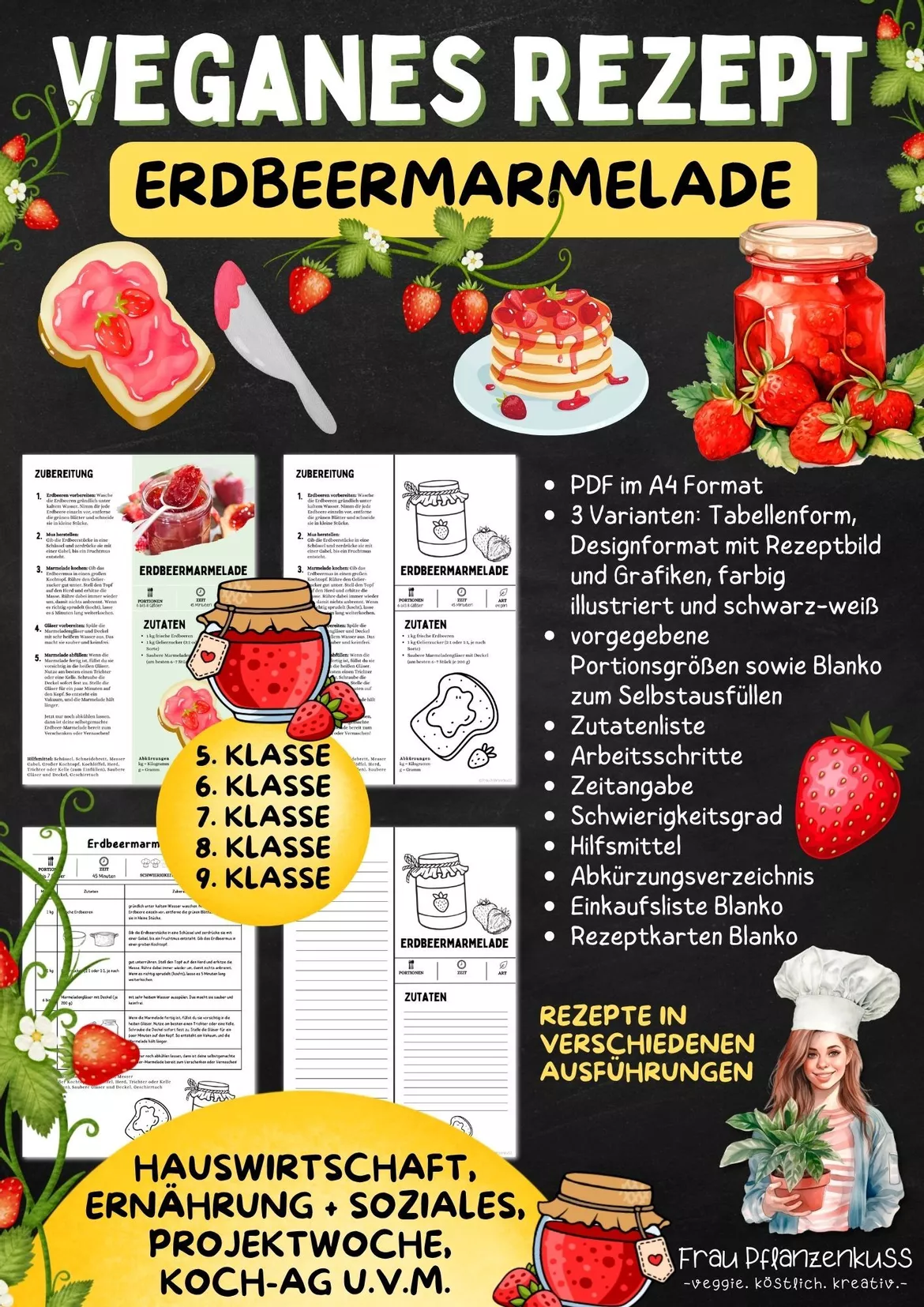 Bild in der Beschreibung des Unterrichtsmaterials Rezept: Erdbeermarmelade selber machen | Hauswirtschaft & Ernährung | Klasse 5–9 von Frau Pflanzenkuss #2