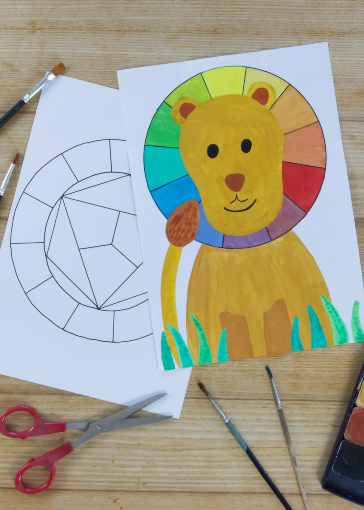 Bild in der Beschreibung des Unterrichtsmaterials Kunst: kleurenleer, kleurencirkel met kleine leeuw von Pinselpauker #1