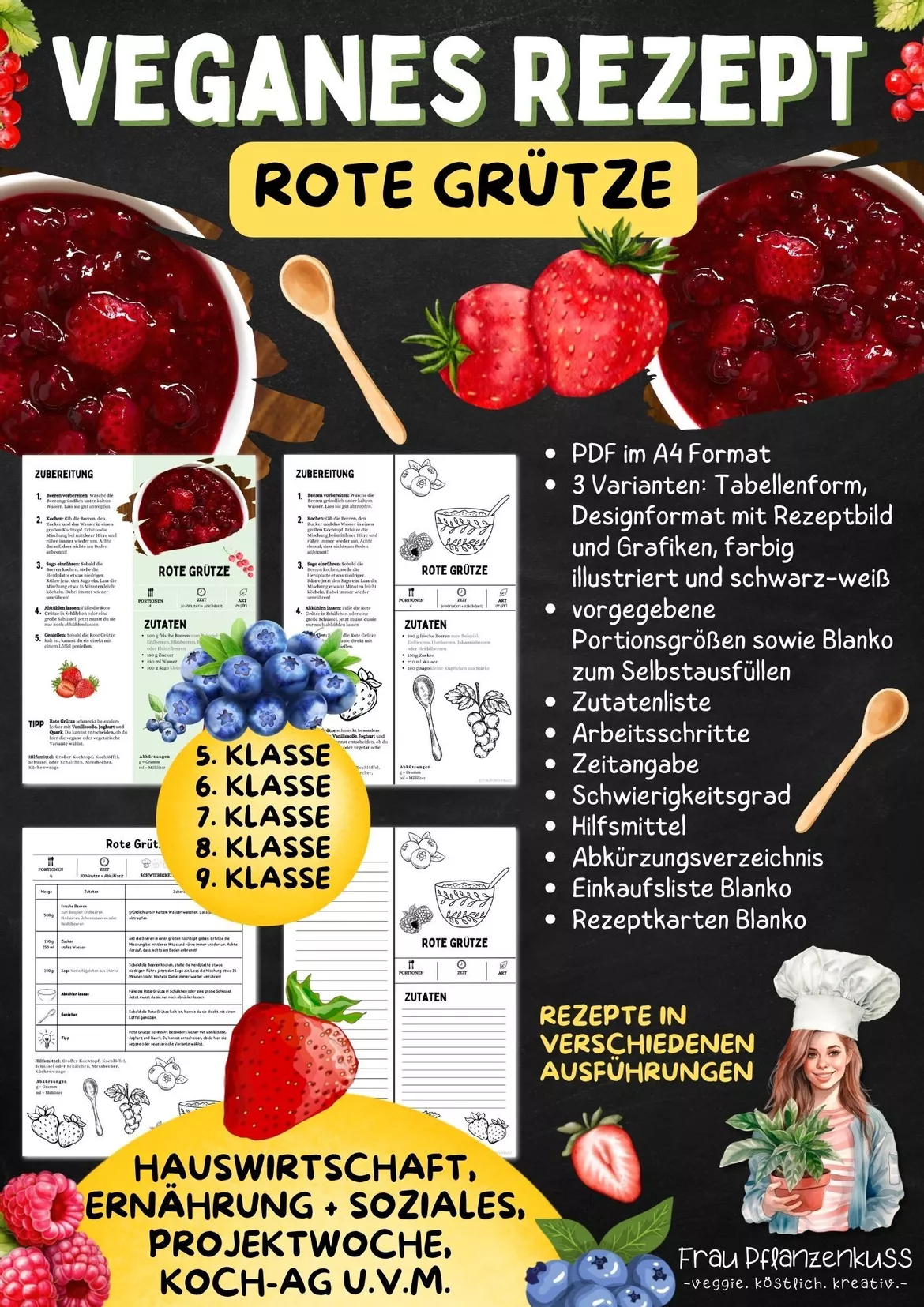 Bild in der Beschreibung des Unterrichtsmaterials Rezept: Rote Grütze | Hauswirtschaft & Ernährung | Klasse 5–9 von Frau Pflanzenkuss #2
