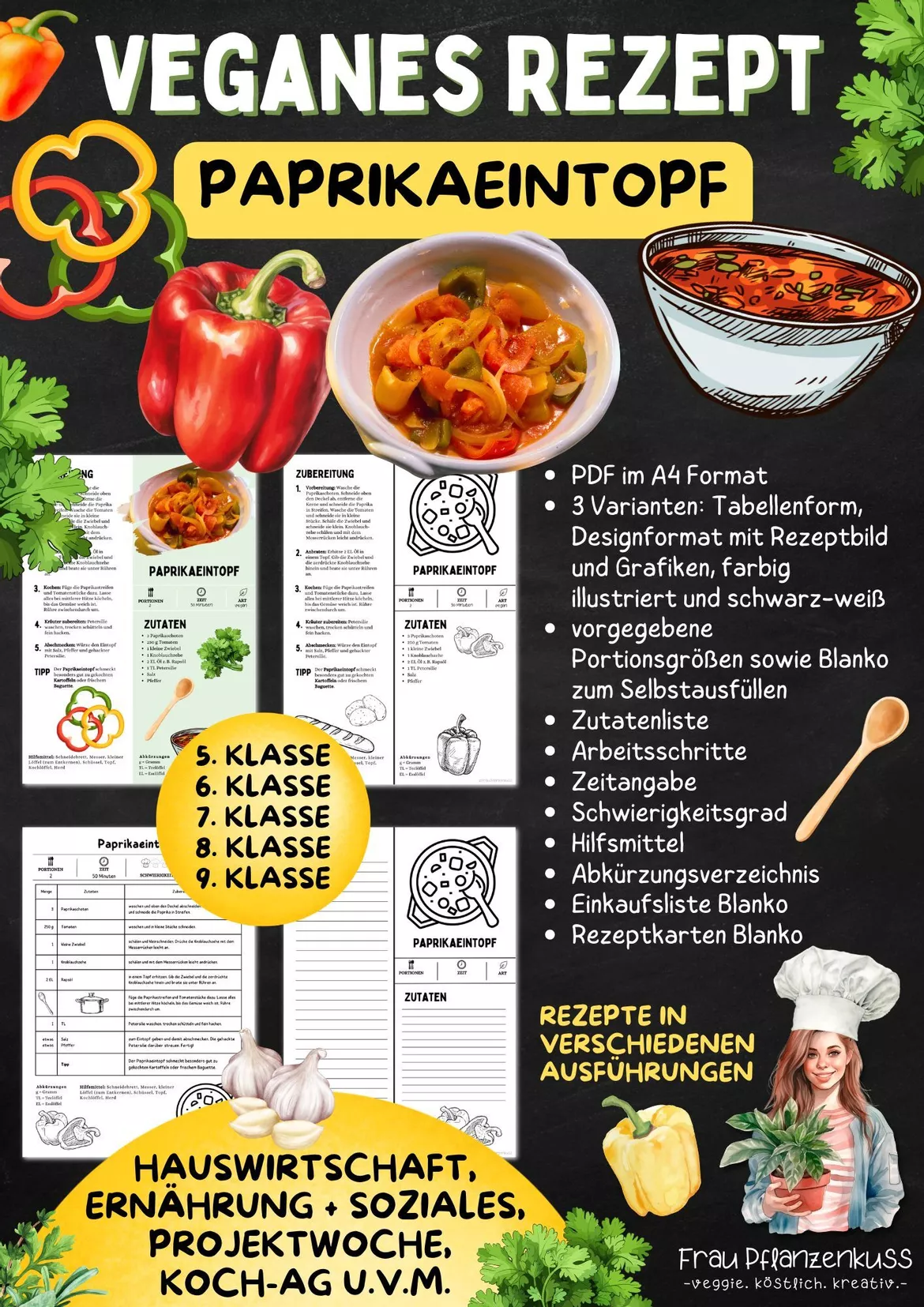Bild in der Beschreibung des Unterrichtsmaterials Rezept: Paprikaeintopf (vegan) | Hauswirtschaft & Ernährung | Klasse 5–9 von Frau Pflanzenkuss #2