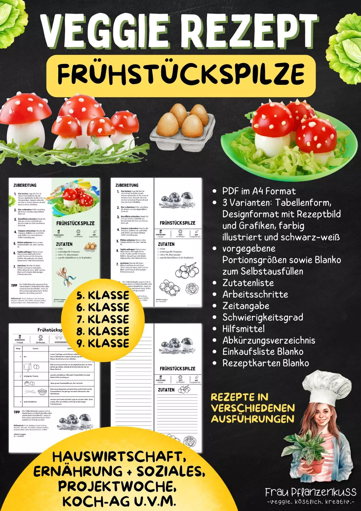 Bild in der Beschreibung des Unterrichtsmaterials Rezept: Frühstückspilze | Vegetarisch | Hauswirtschaft & Ernährung | Klasse 5–9 von Frau Pflanzenkuss #2