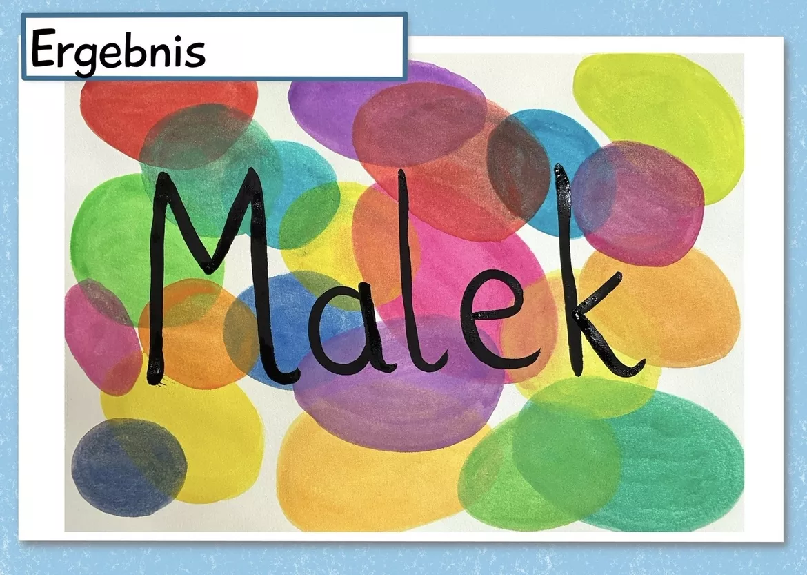 Bild in der Beschreibung des Unterrichtsmaterials Mein erstes Namensbild mit Wasserfarbe, Kunst von frau_kupira #1
