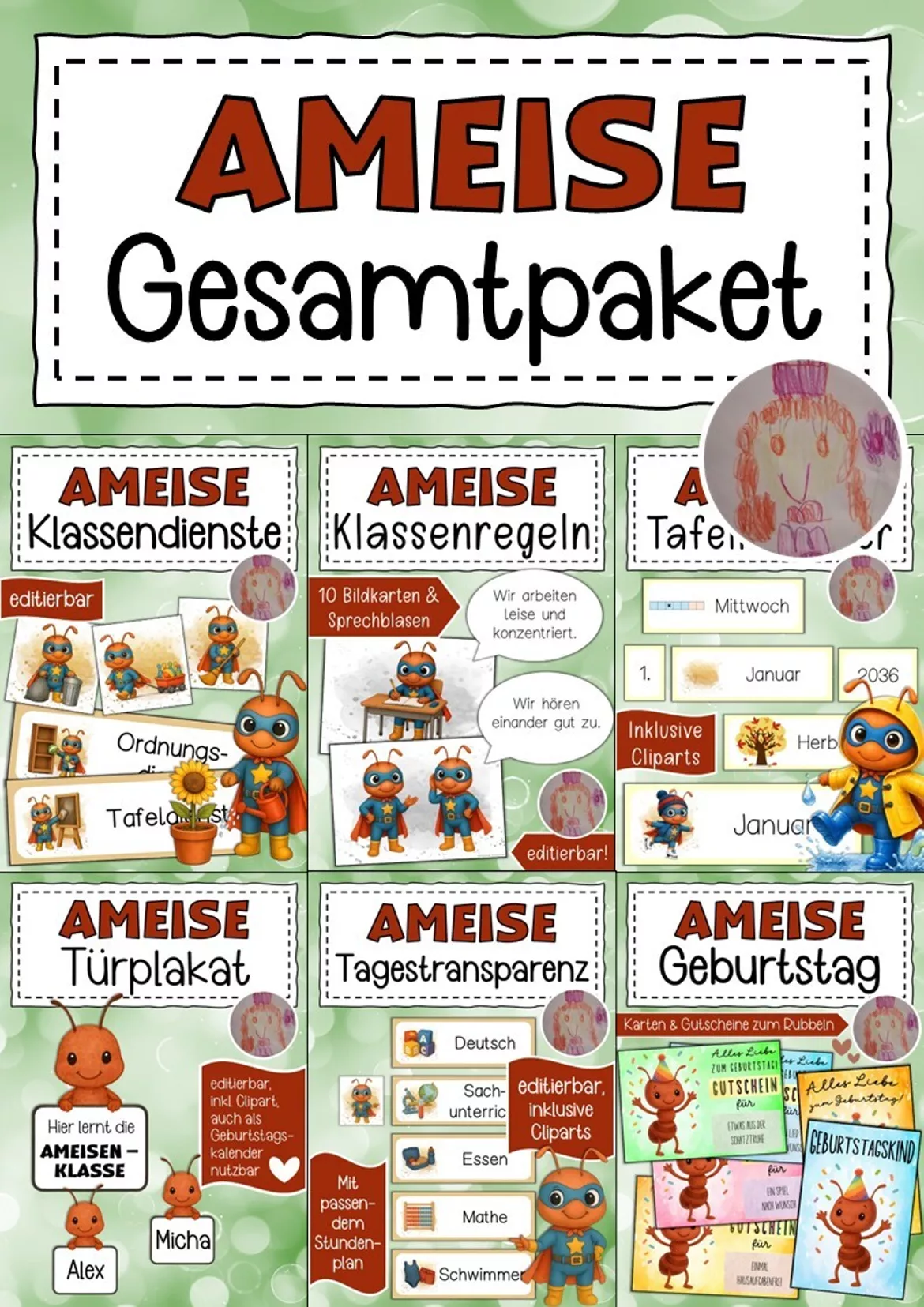 Bild in der Beschreibung des Unterrichtsmaterials Willkommensgruß Klassentier Ameise Regenbogen von Abenteuer Grundschule #1