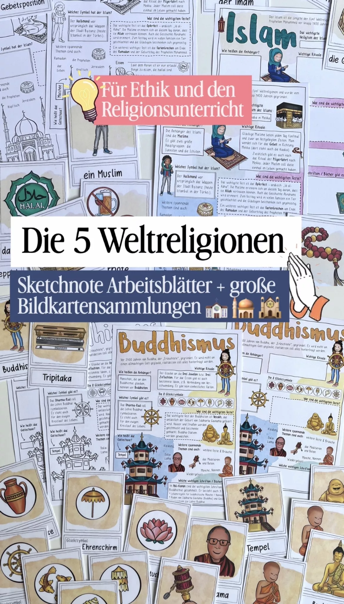 Bild in der Beschreibung des Unterrichtsmaterials Die 5 Weltreligionen - PAKET Bildkarten & Sketchnotes – wachsendes Materialpaket Religion von Doodleteacher #2