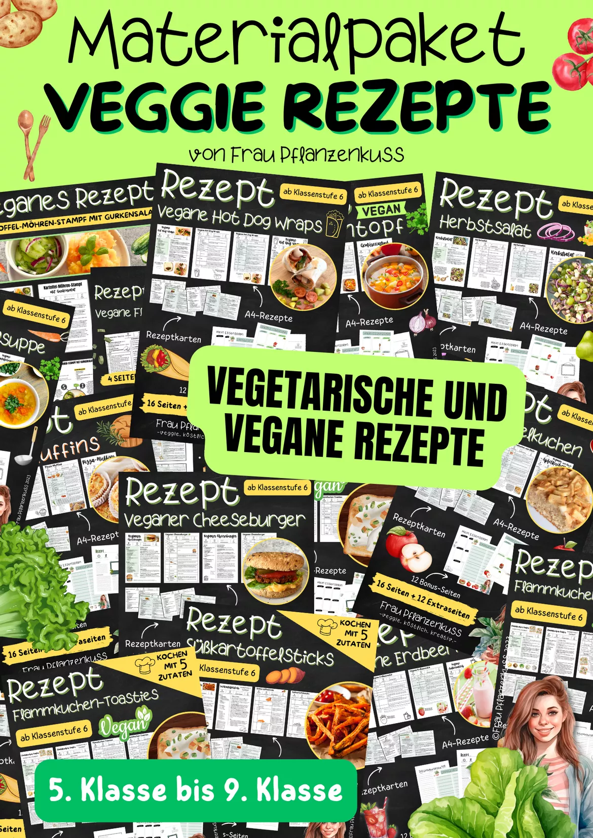 Bild in der Beschreibung des Unterrichtsmaterials Materialpaket Veggie-Rezepte | vegane & vegetarische Rezepte | Hauswirtschaft & Ernährung | Klasse 5–9 von Frau Pflanzenkuss #1