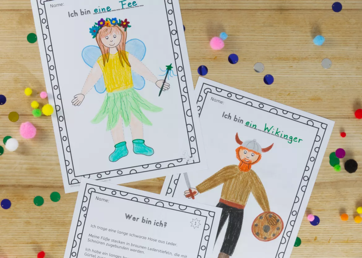 Bild in der Beschreibung des Unterrichtsmaterials Kunst Fasching, Kostüme lesen und malen von Pinselpauker #1