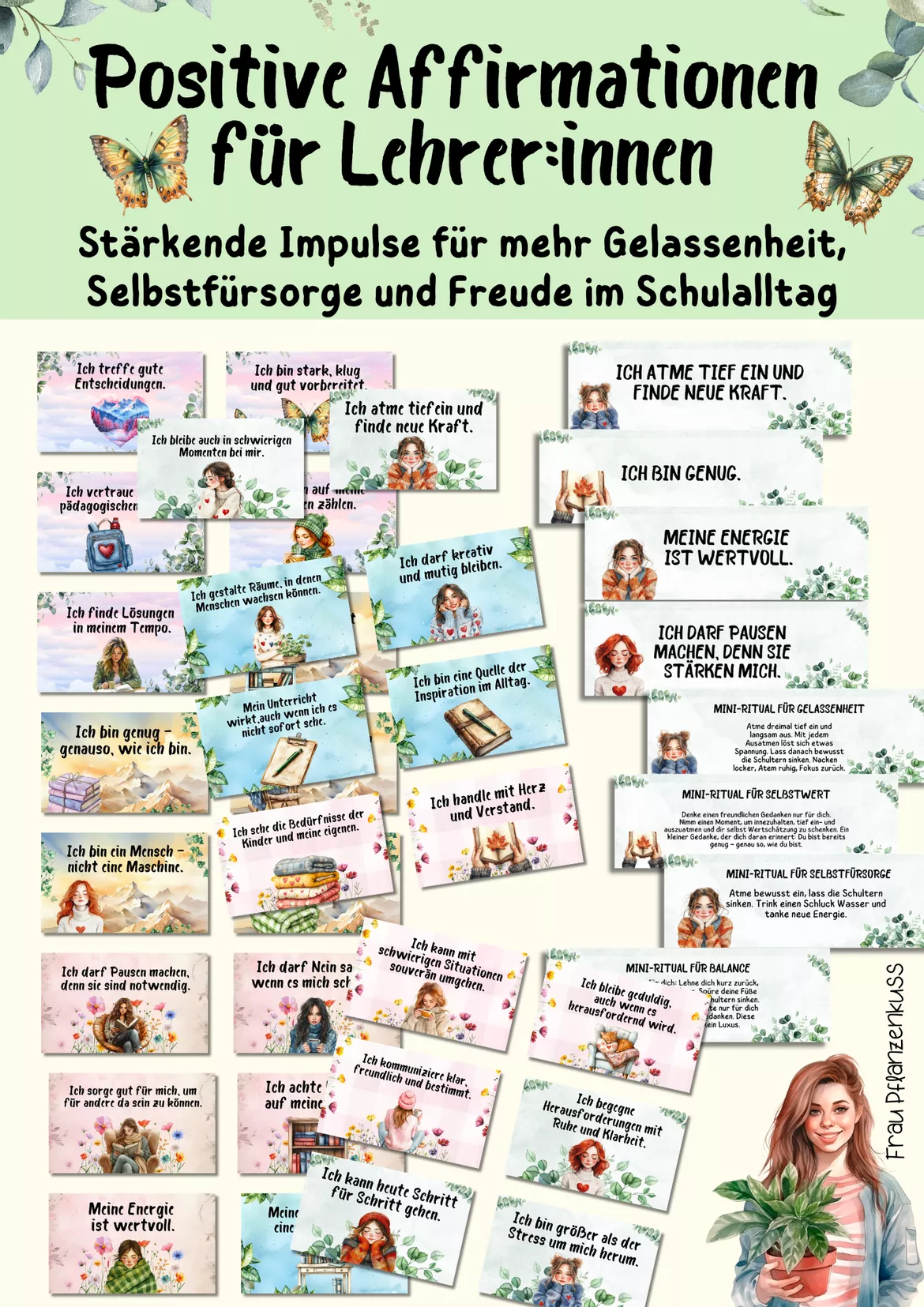 Bild in der Beschreibung des Unterrichtsmaterials eBook: Affirmationen für Lehrer:innen | Selbstfürsorge, Gelassenheit & Motivation im Schulalltag von Frau Pflanzenkuss #1