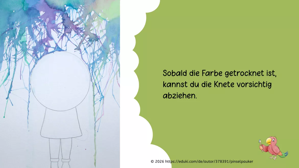 Bild in der Beschreibung des Unterrichtsmaterials Kunst Frühling, Regenschirm mit Wasserfarben, Grundschule von Pinselpauker #2